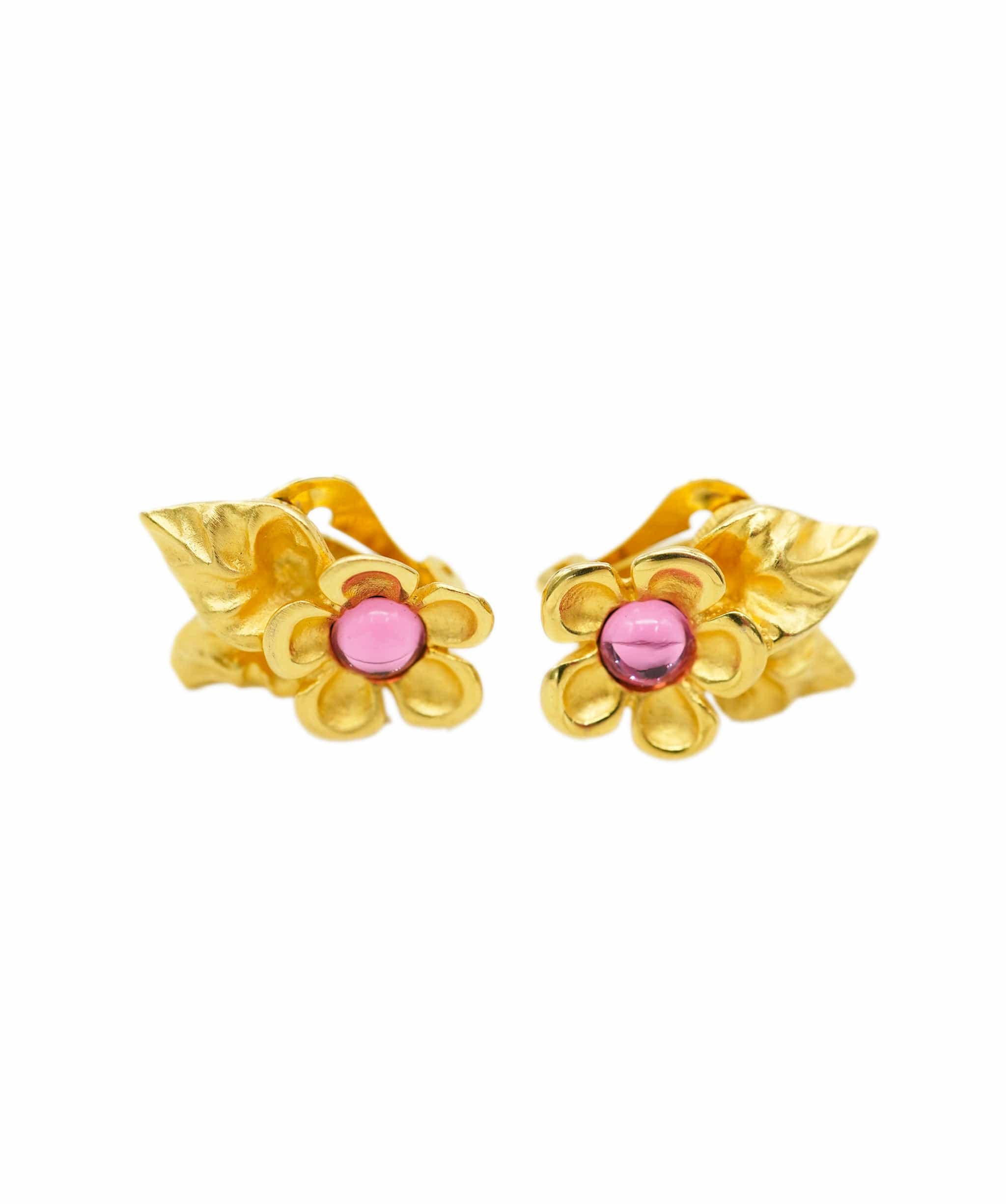 Givenchy Givenchy pink flower gold clip ons - AJC0795