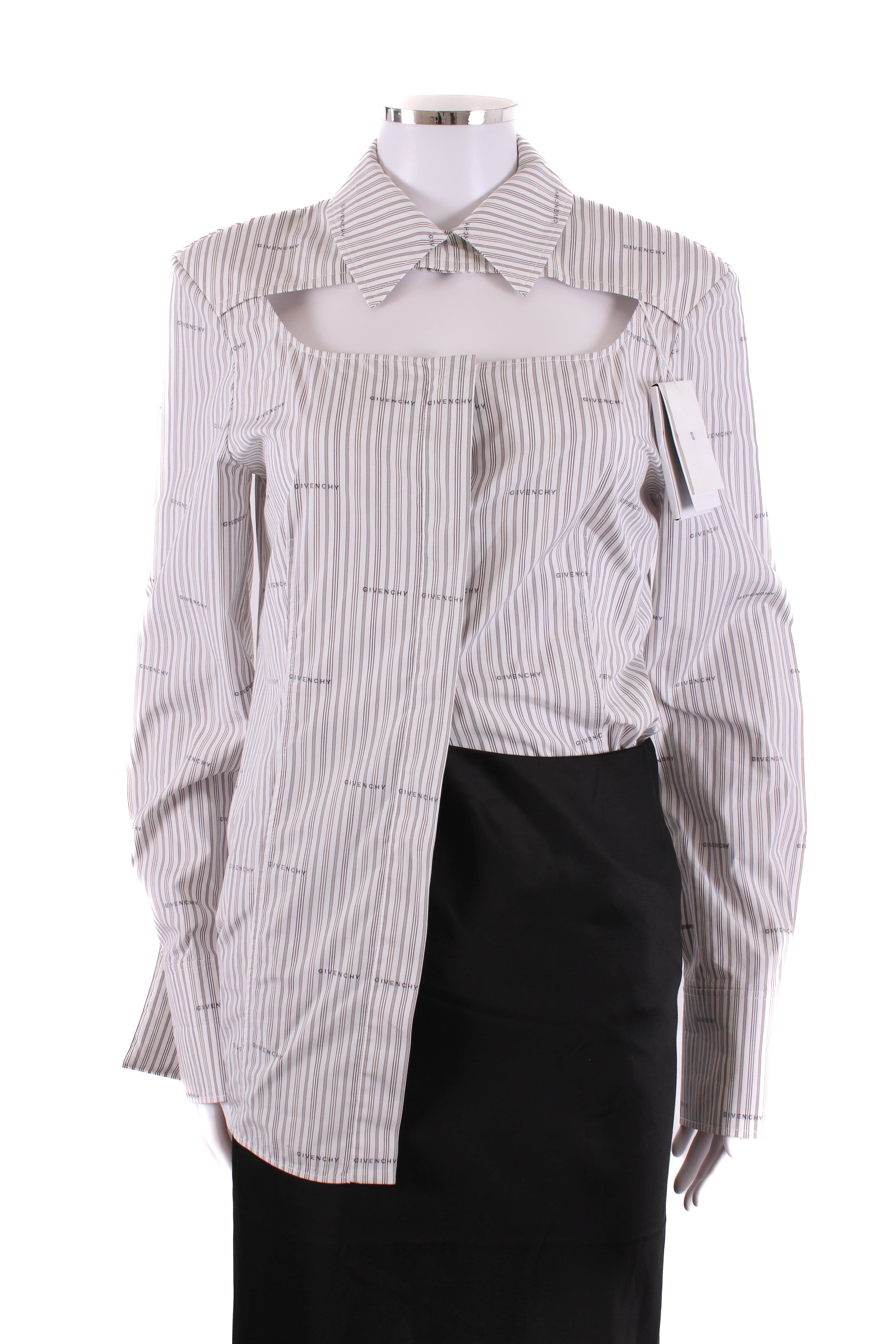 Givenchy Givenchy L/S Logo Cut out Shirt White/ Grey 10