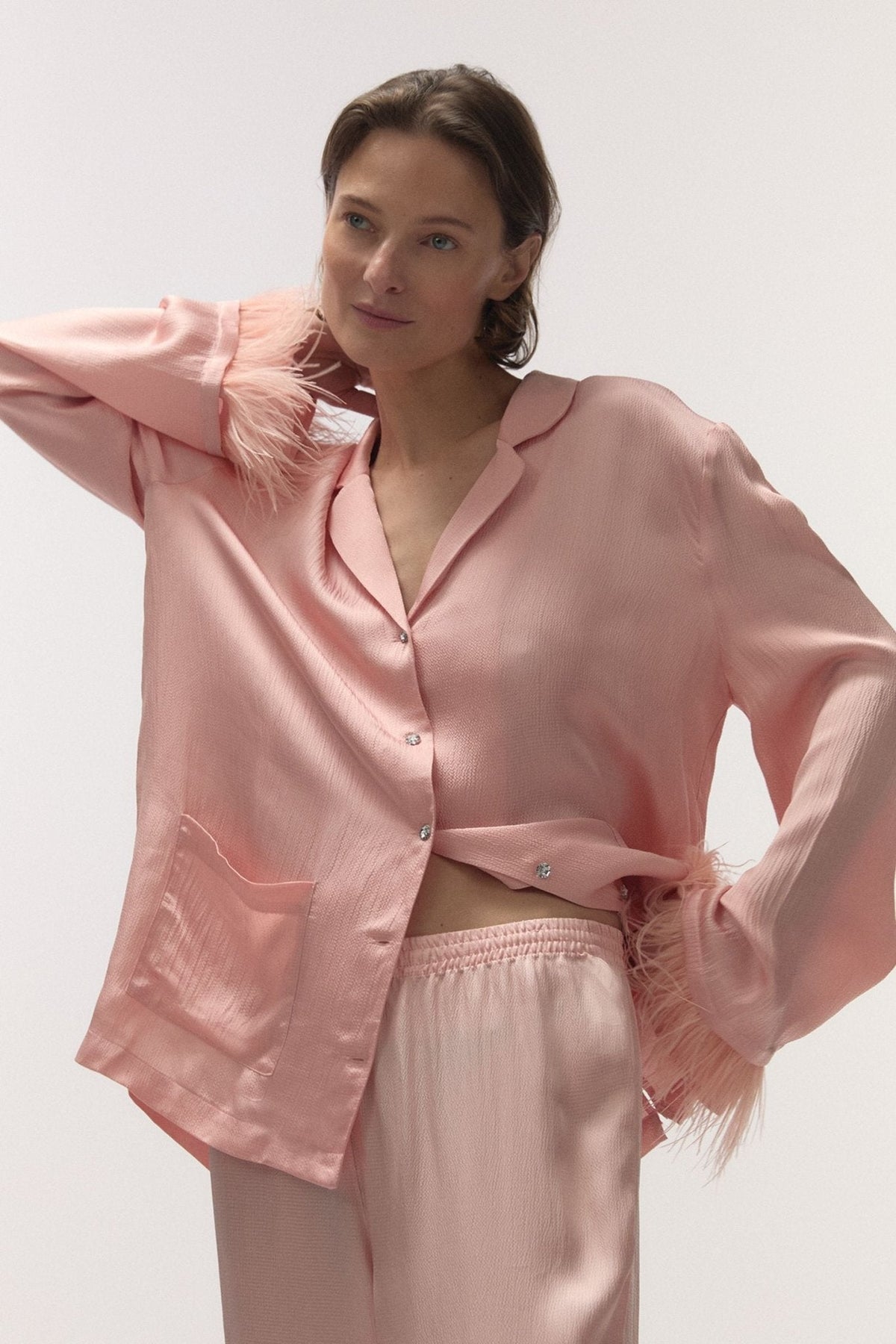 Gloria Pyjama Feathers trouser| قميص بيجامة - Maison Clad