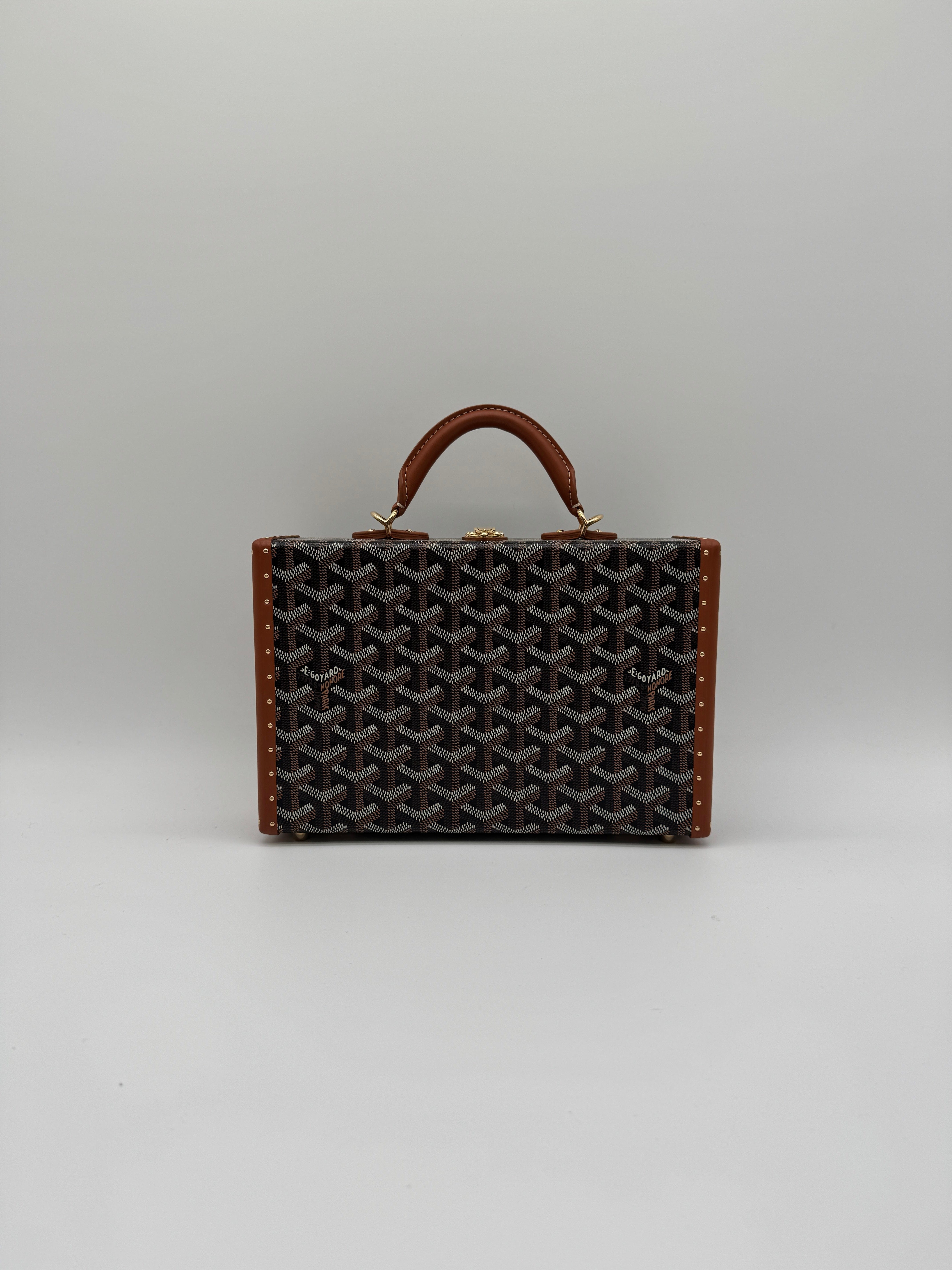 Goyard Goyard Grand Hôtel Trunk Bag Black & Tan Gold Hardware