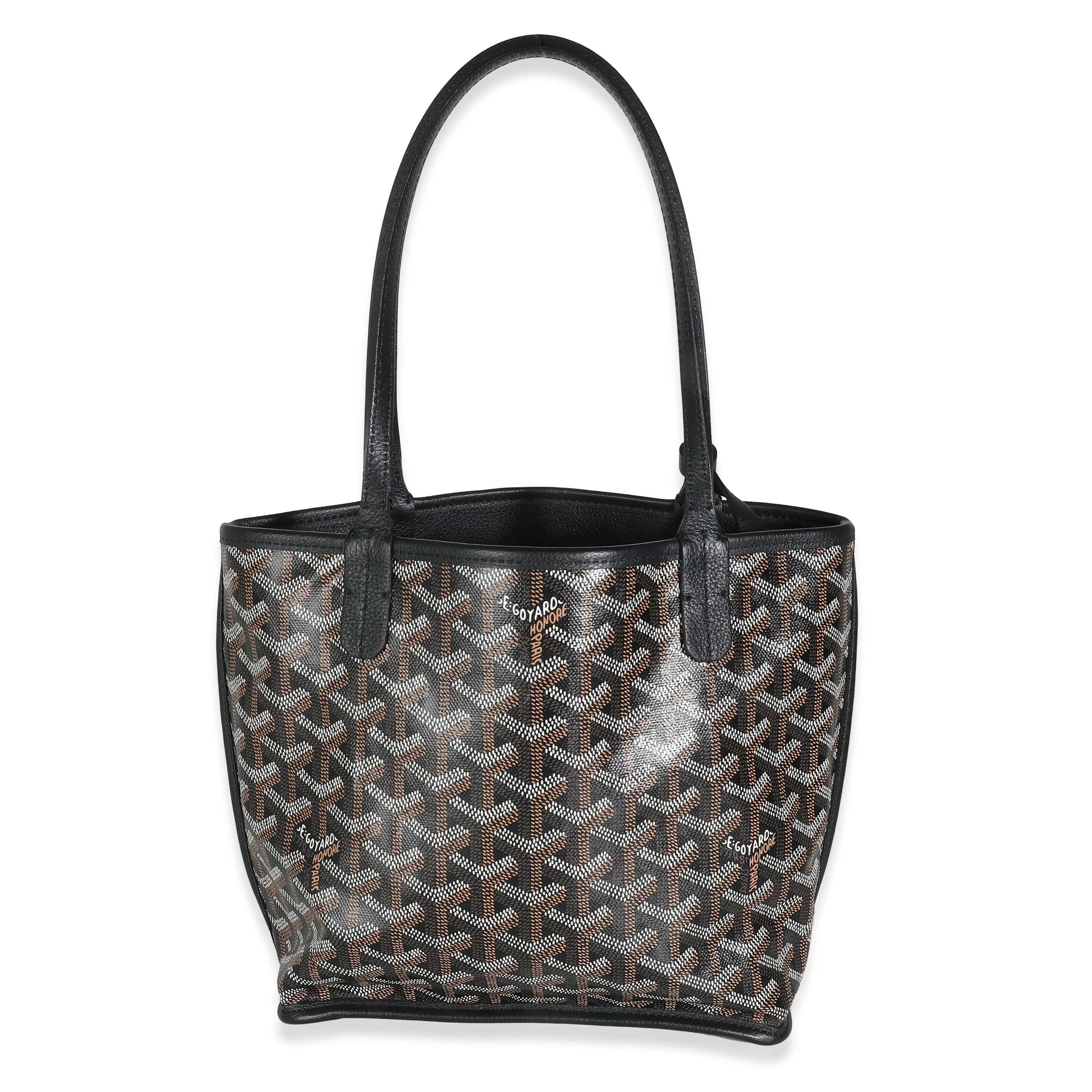 Goyard Goyard Black Goyardine Canvas Reversible Mini Anjou