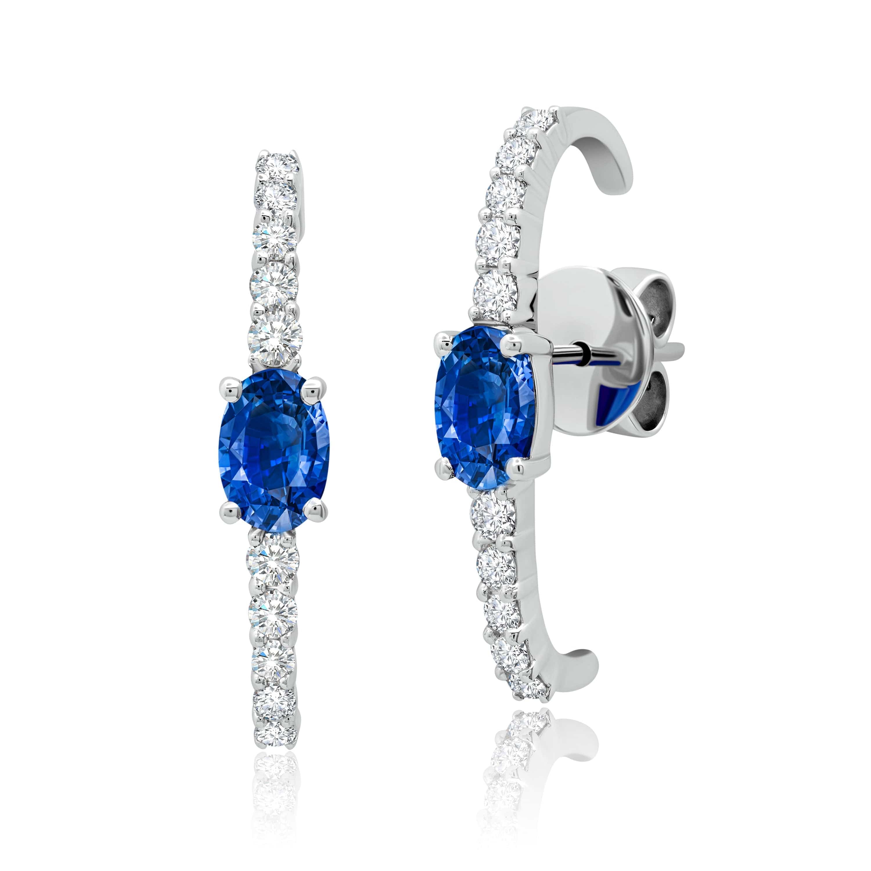 Graziela Gems Graziela Gems Sapphire Earrings in 18k White Gold Blue 0.44 CTW