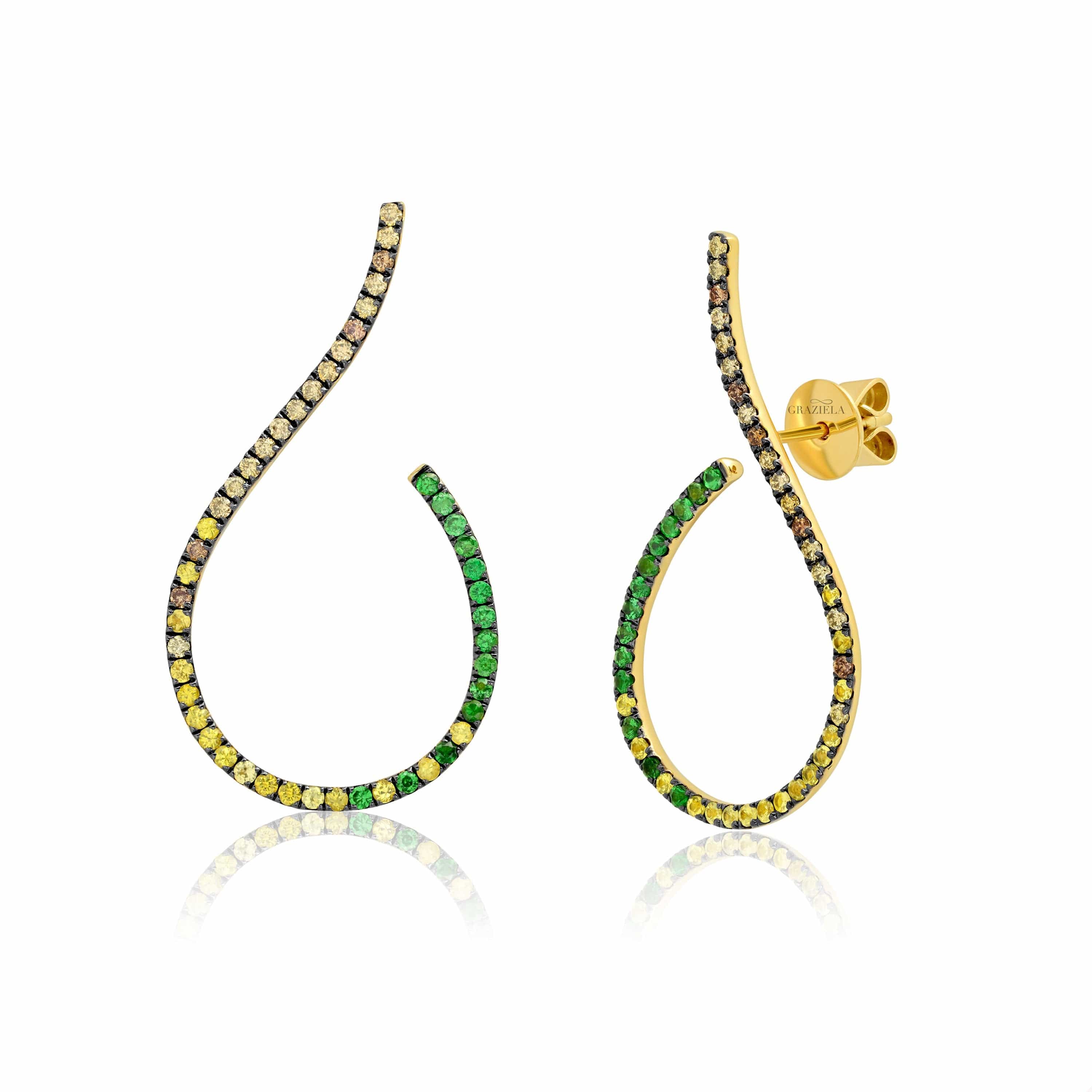 Graziela Gems Graziela Gems Tsavorite Diamond Earrings in 18k Yellow Gold 0.4 CTW