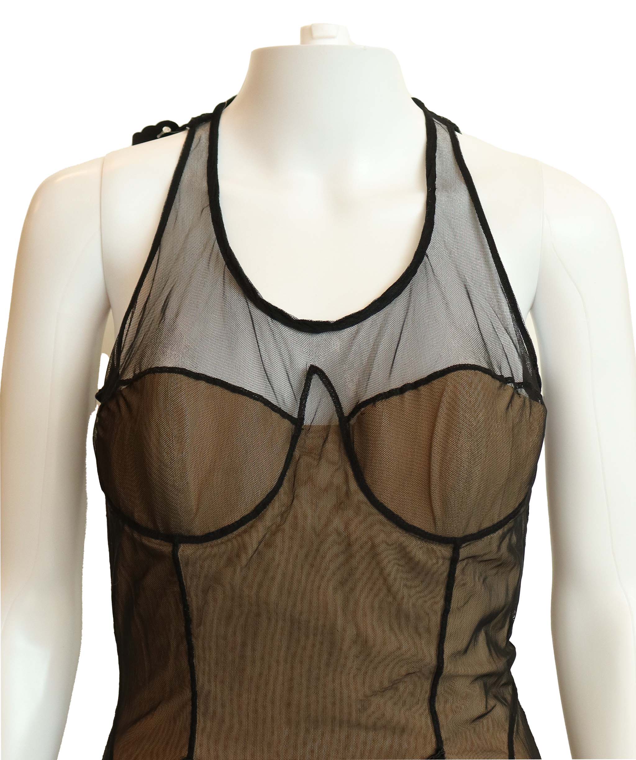 Gucci 2001 documented gucci by tom ford black and nude mesh dress  AGC2913