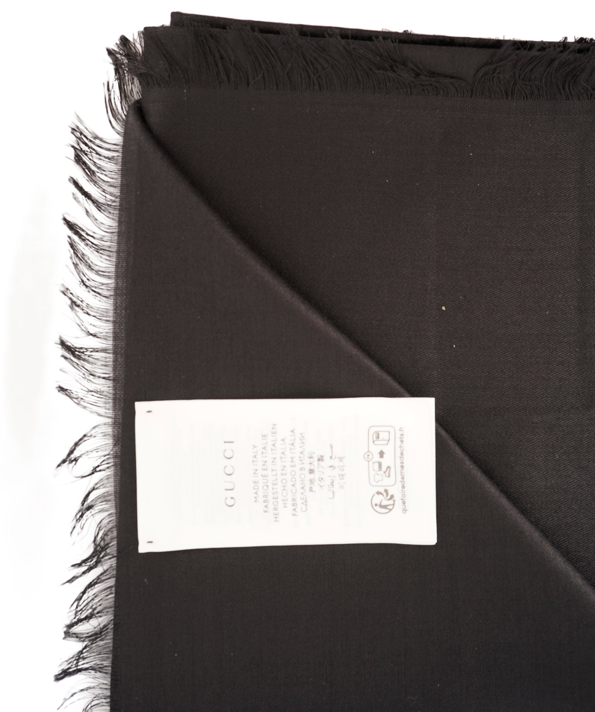 Gucci Gucci Black GG Web Wool/Silk Scarf ABL0021