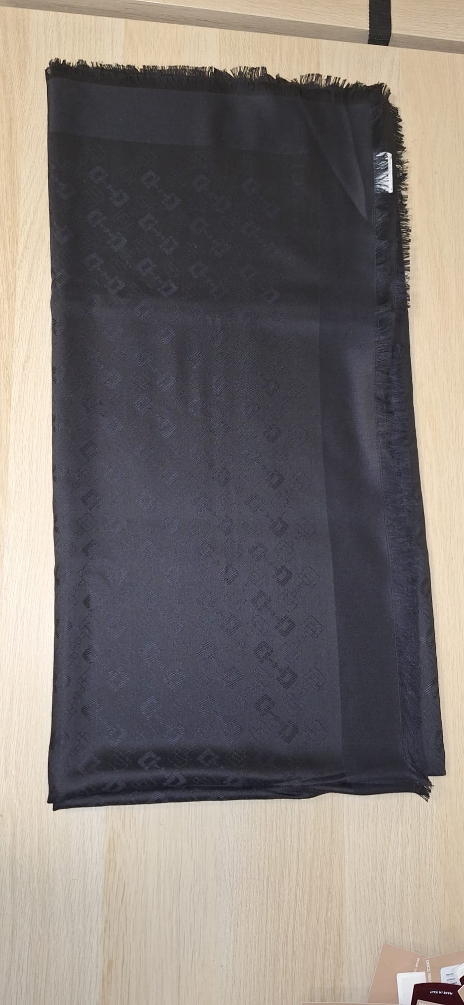 Gucci Gucci Black Horsebit Jacquard Silk Wool Shawl DXBS6857