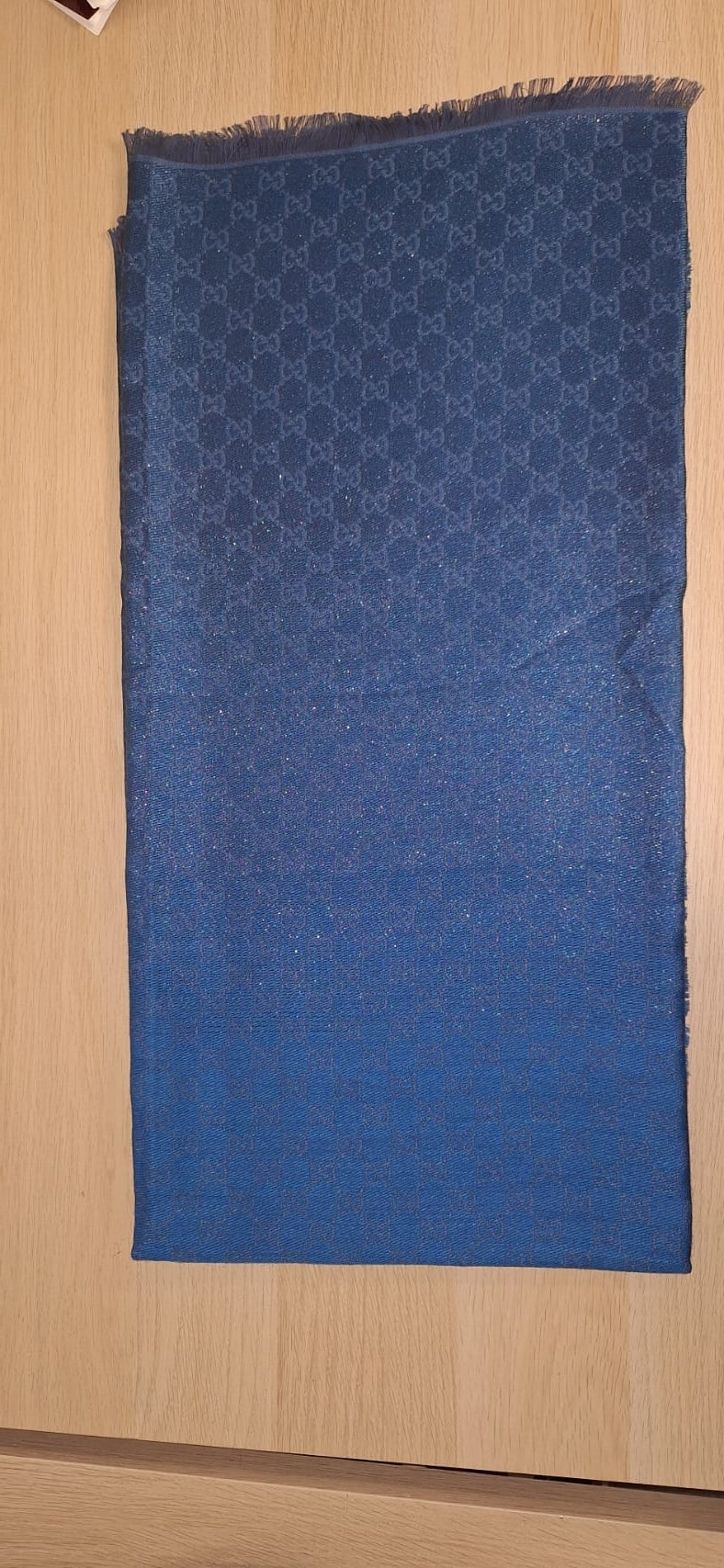 Gucci Gucci Blue GG Jacquard Silk Wool Shawl DXBS6855