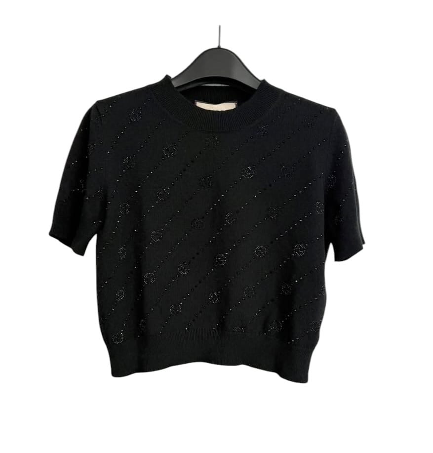 Gucci Gucci Crystal Embellished Black Cashmere Sz S SYCYA122