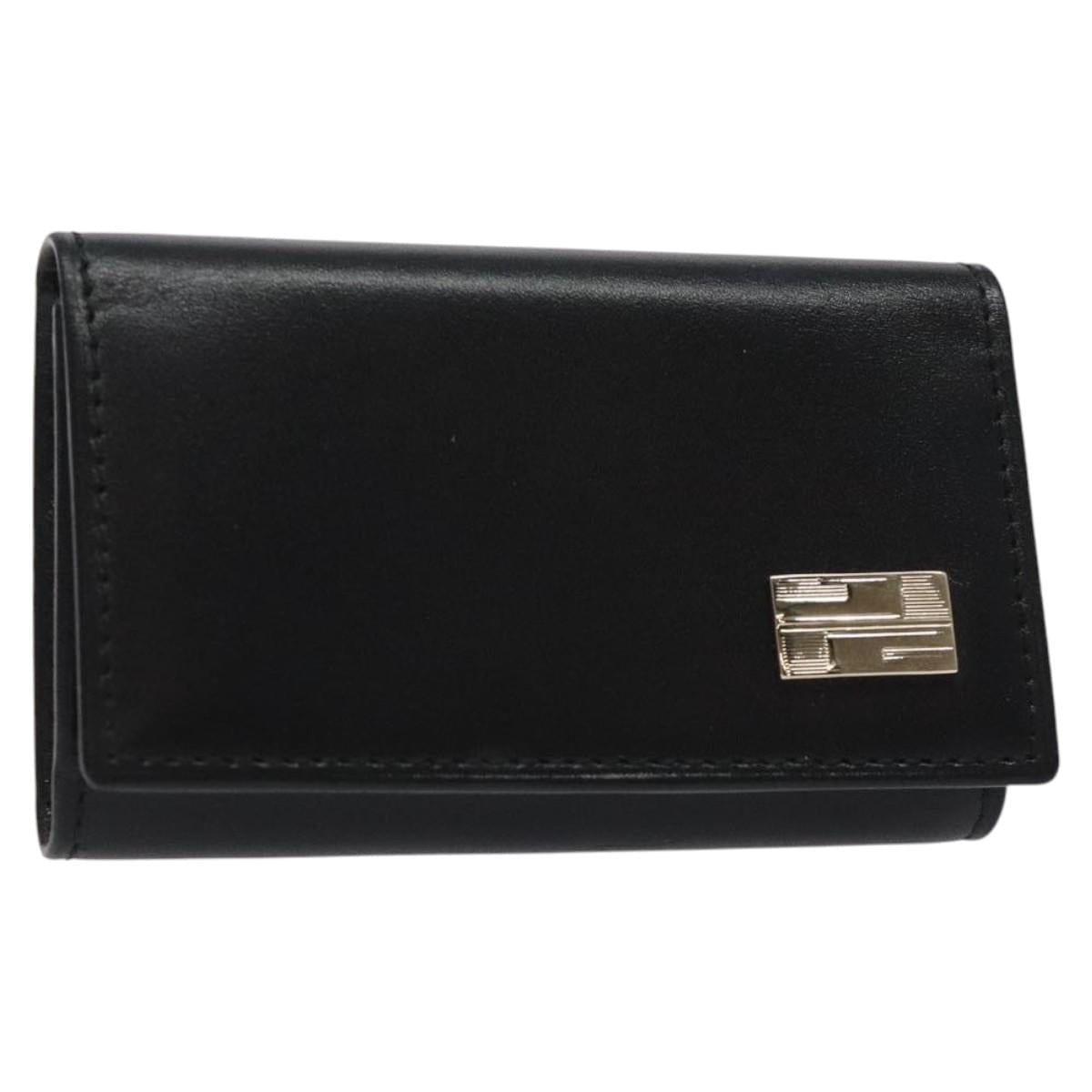 GUCCI GUCCI Key Case Leather Black Gold 033 0416 0892 Auth am8593