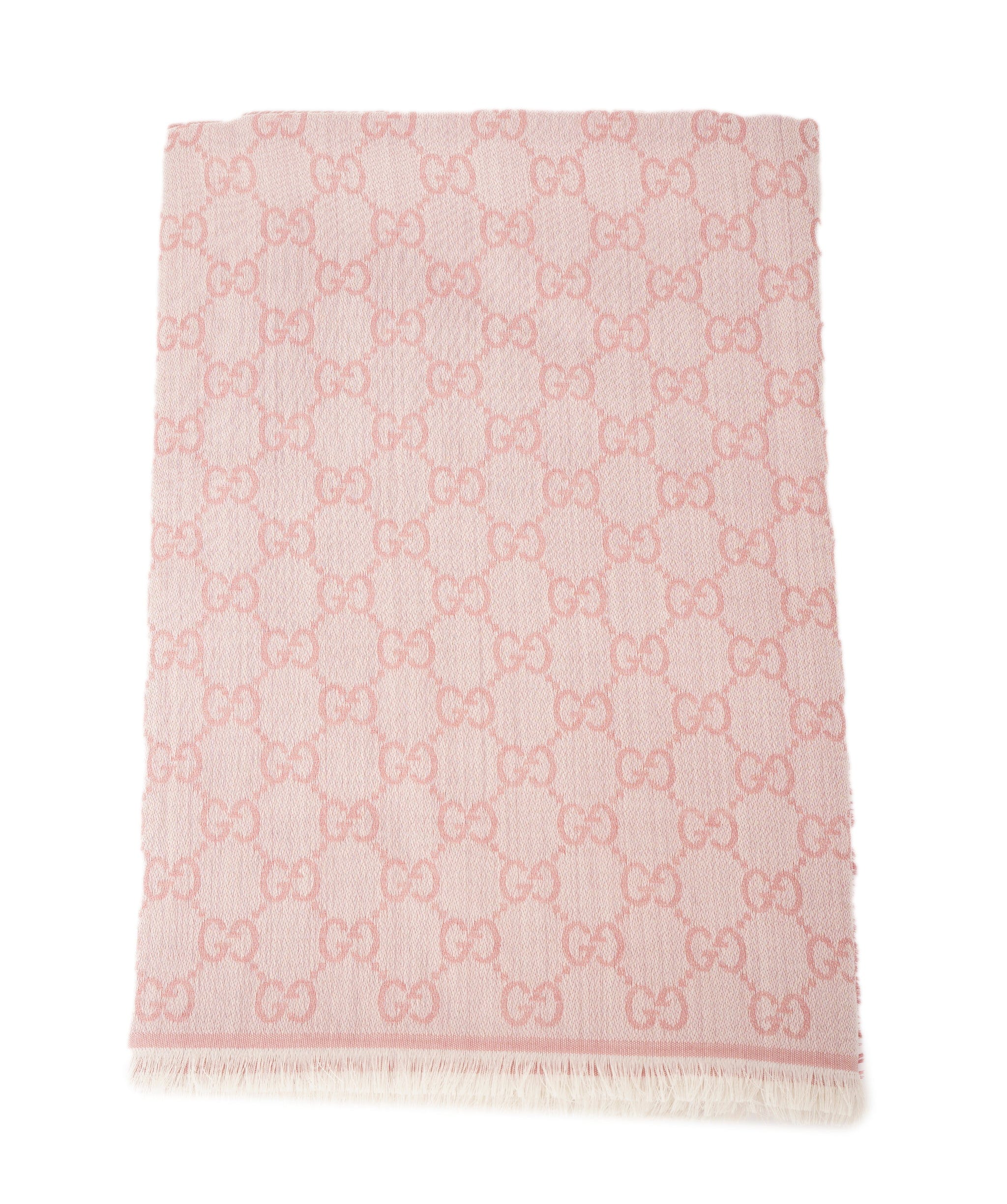 Gucci Gucci Rose & Ivory GG Web Wool/Silk Scarf ABL0022