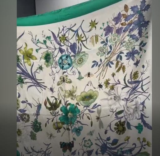 GUCCI GUCCI Scarf Silk White×Green Flower pattern B0722Y95UL