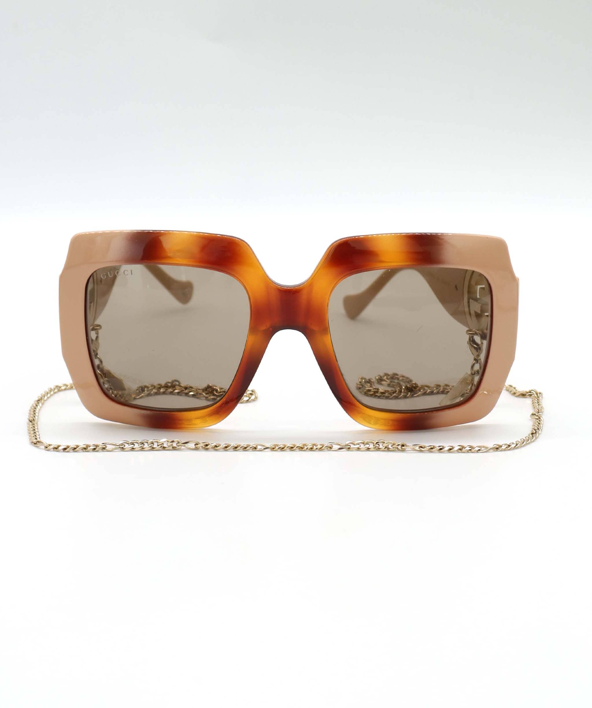 Gucci GUCCI SUNGLASSES WITH GOLD CHAIN NUDE-BROWN GRADIENT ASC7311
