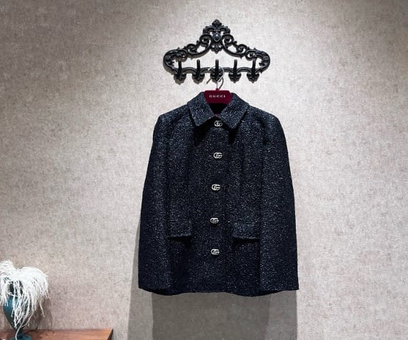 Gucci New Gucci black sparkly rhinestone double G buckle Chanel-style jacket / Size 38 / Brand new with original tags / 40962 SYCF40962