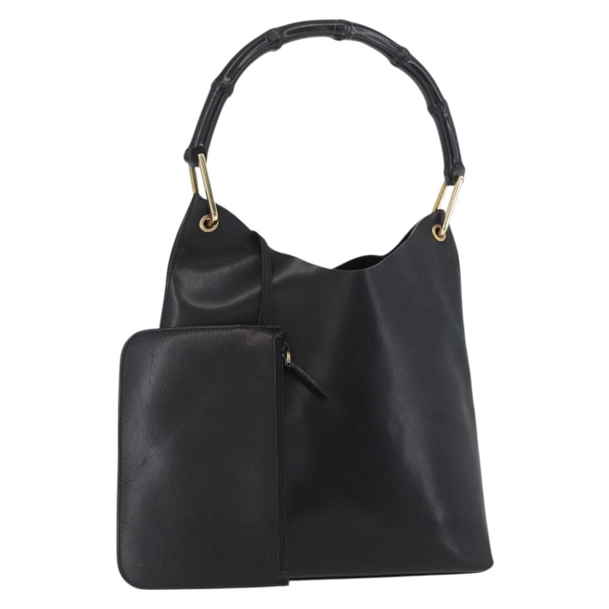 Gucci Sac fourre-tout GUCCI bambou cuir noir or 001 2058 1880 0 authentique ep13489 k4ymczhdom