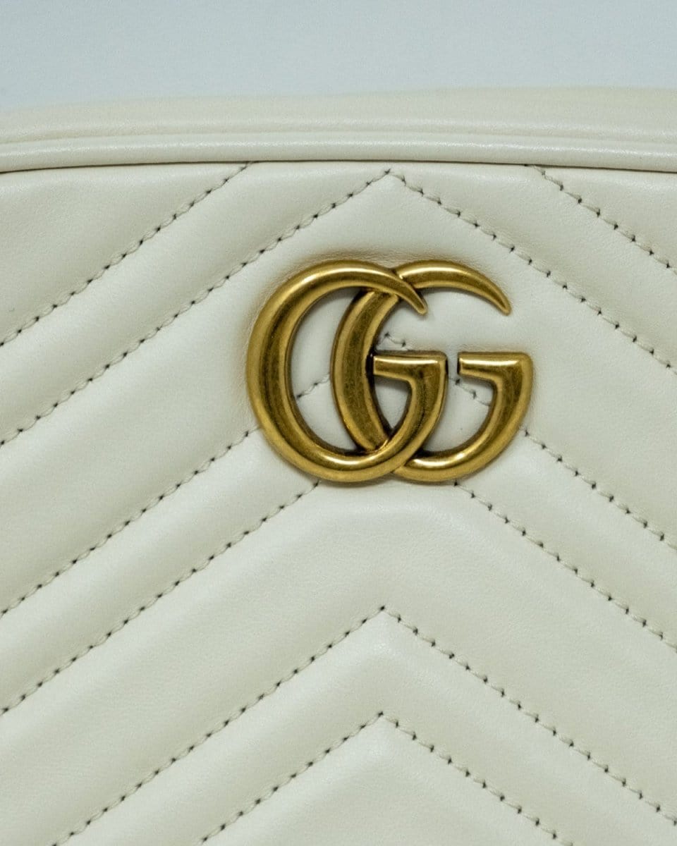 36. LP x CH Gucci Small Cream Leather Marmont Crossbody Bag GHW - AGL1759