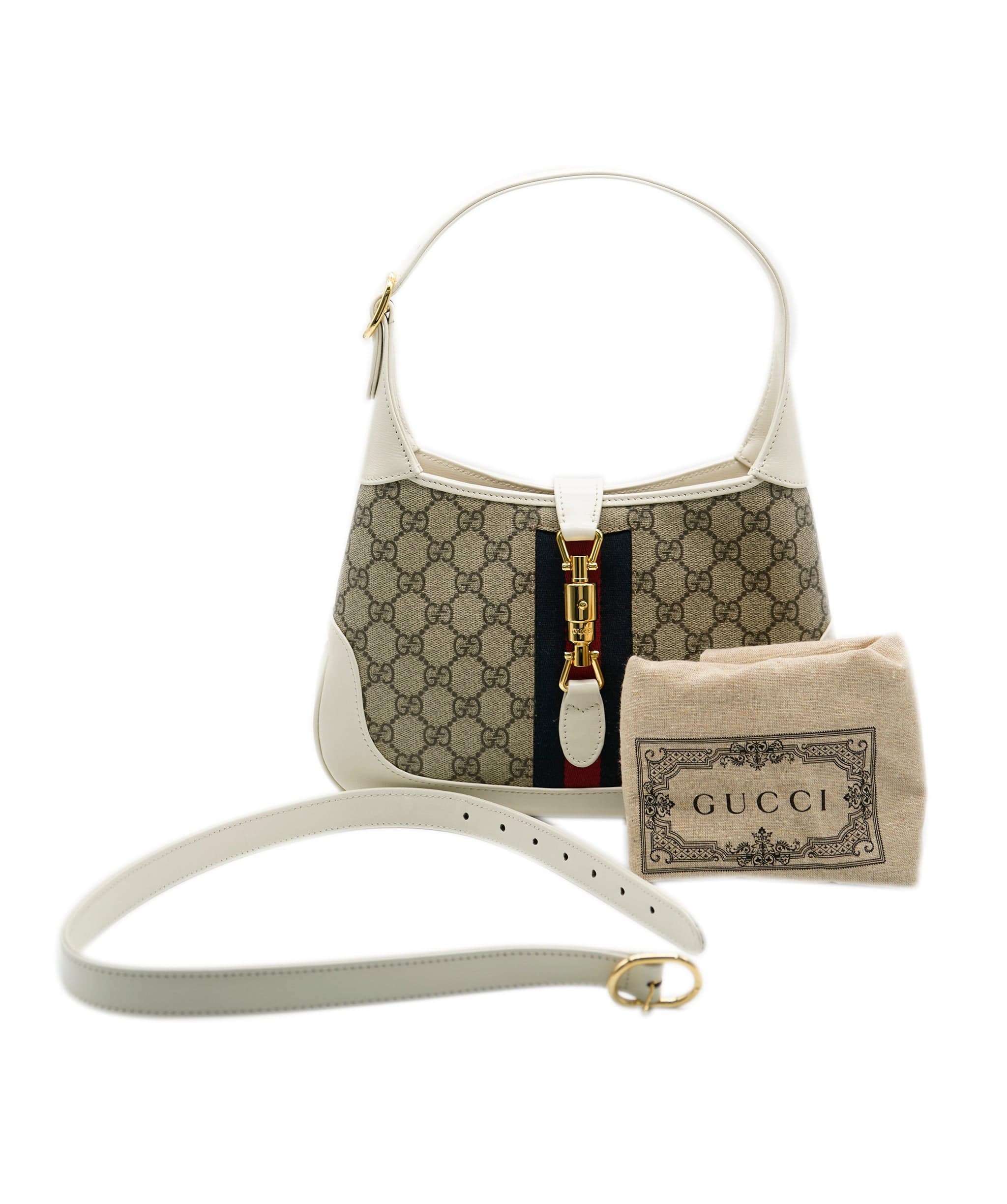 Gucci Gucci Beige Ebony Mystic White GG Supreme Web Small Jackie 1961 ABC0408