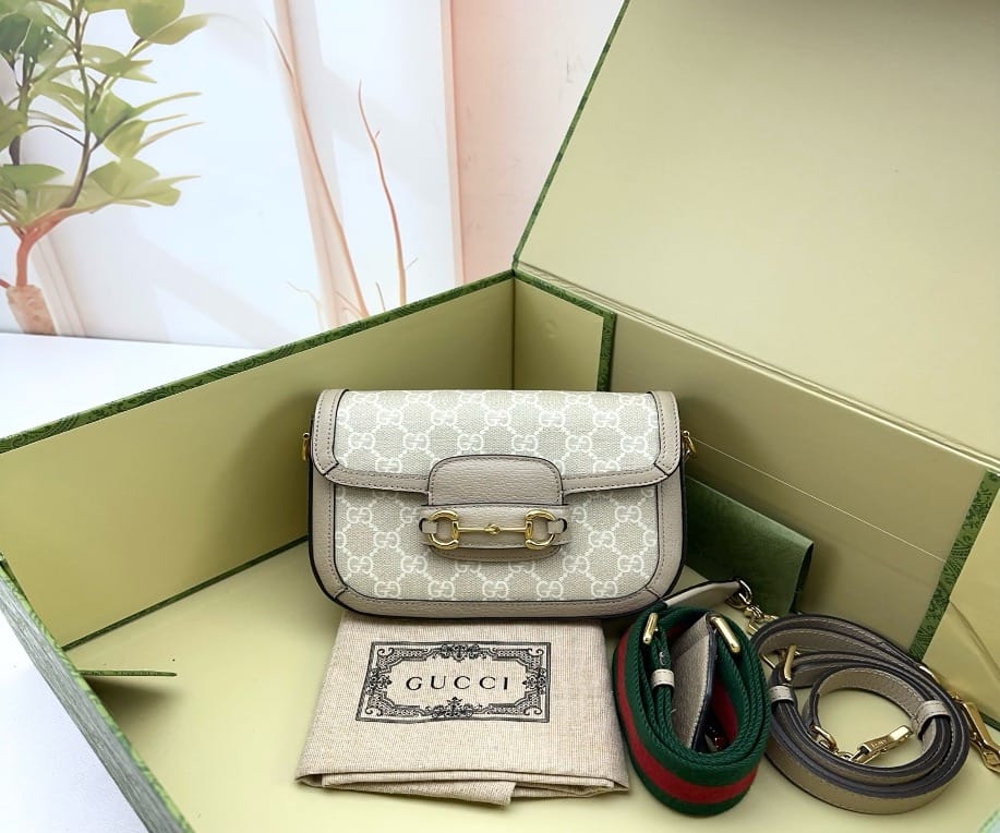 Gucci Gucci Beige GG Supreme Horsebit 1955 Shoulder Bag 20556773