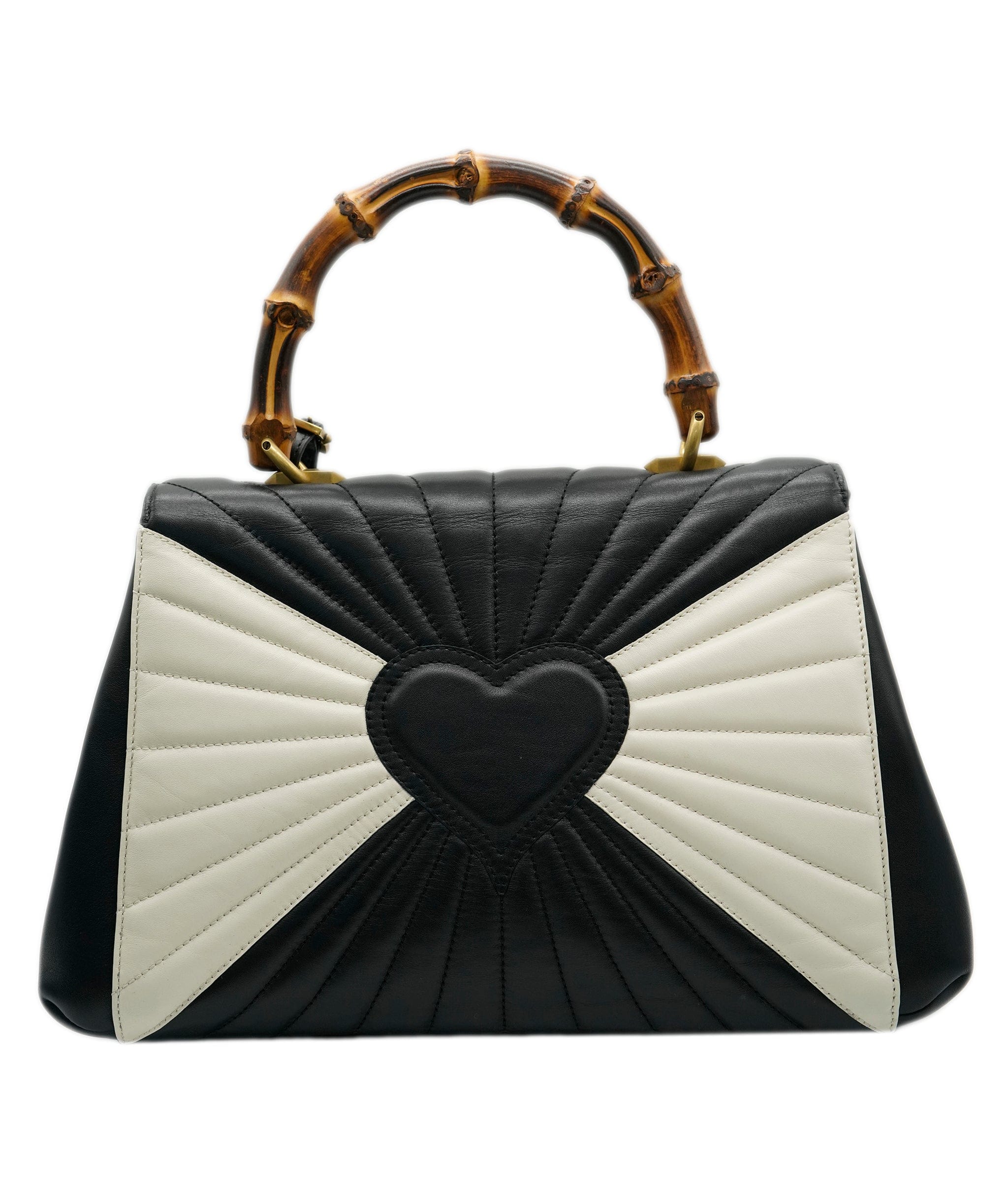 Gucci Gucci Black White Queen Margaret Bamboo Top Handle Bag ASC2064