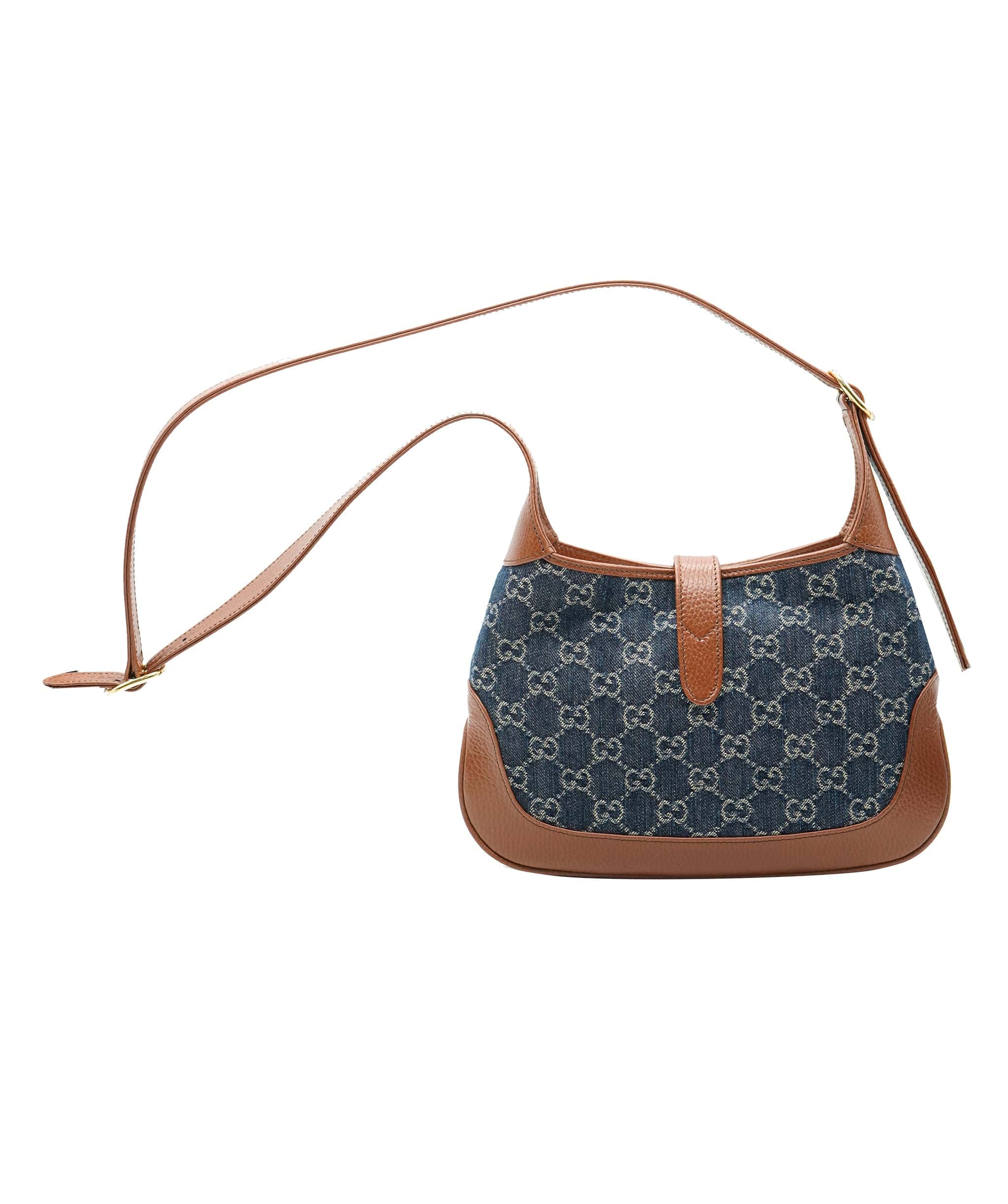 Gucci Gucci Blue GG Denim & Brown Leather Small Jackie 1961 Hobo ABC0556