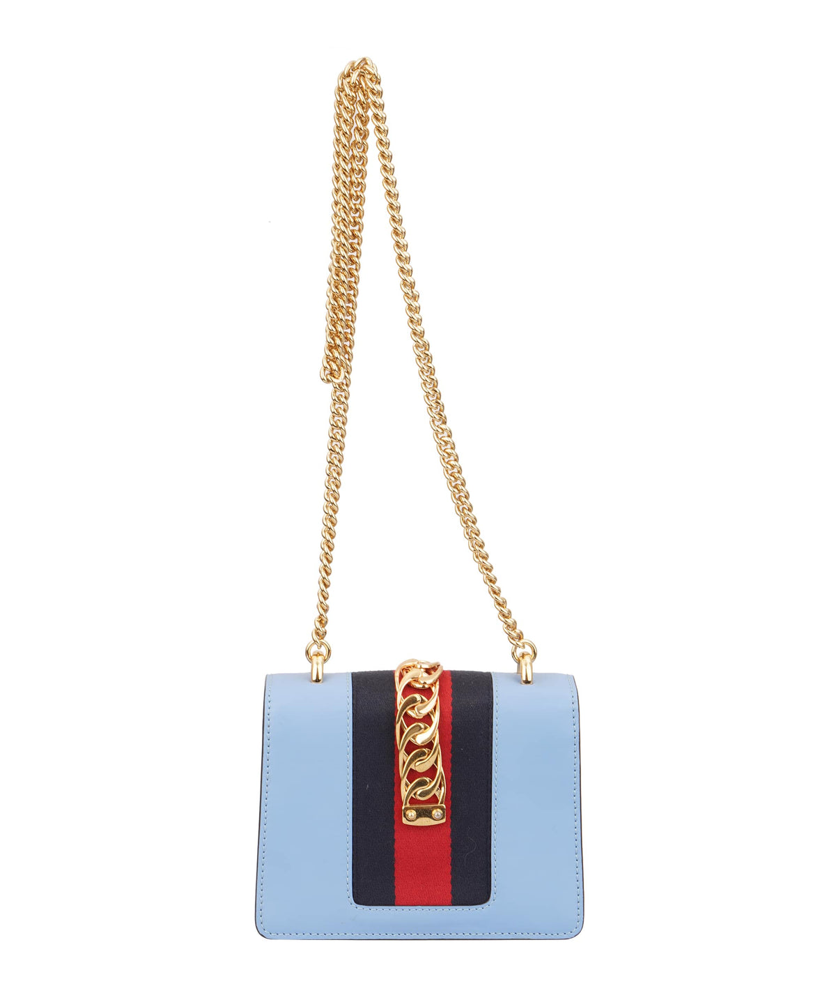 Gucci Gucci Blue Leather Vintage Web Sylvie Chain Shoulder Bag C351458