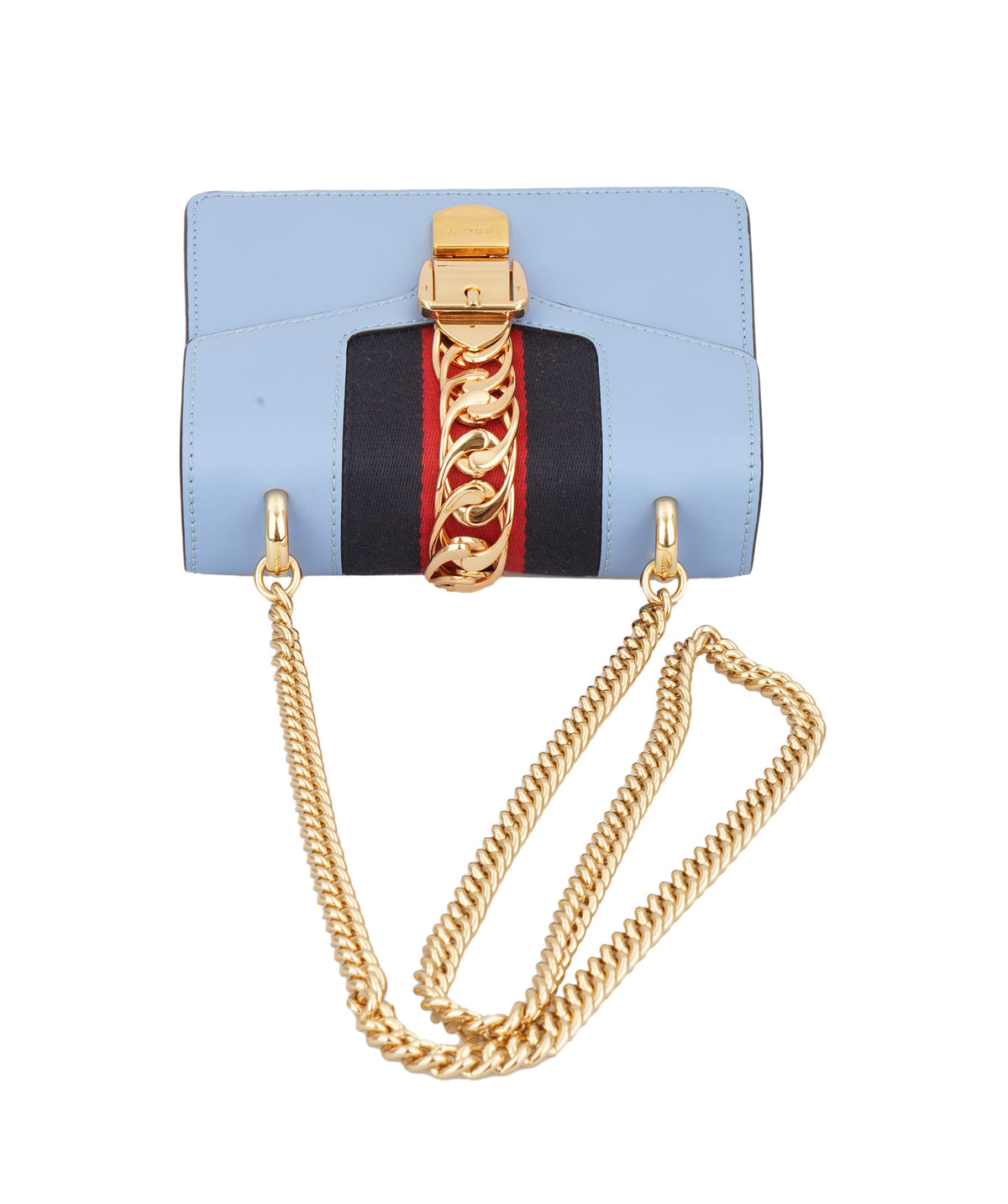 Gucci Gucci Blue Leather Vintage Web Sylvie Chain Shoulder Bag C351458
