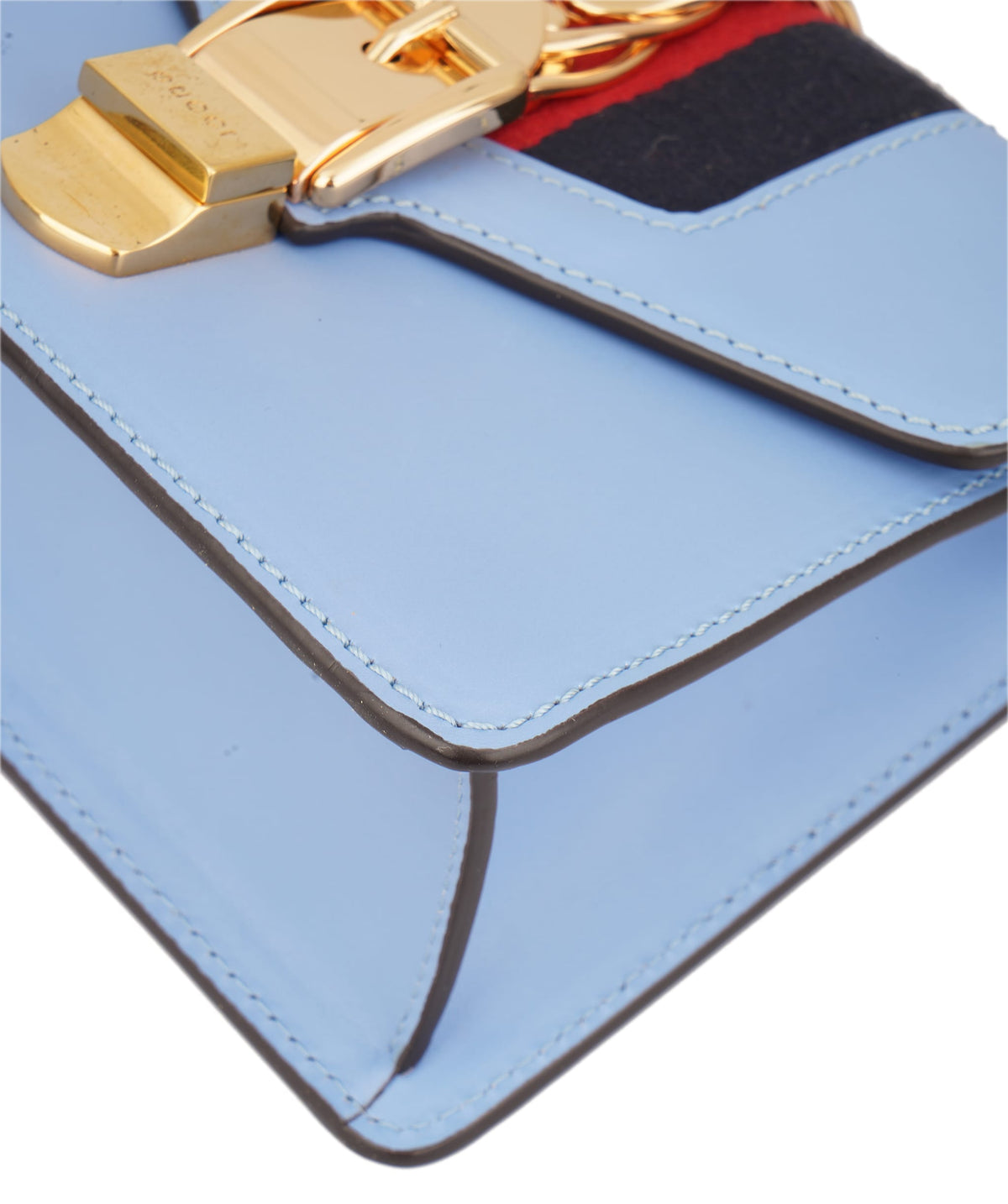 Gucci Gucci Blue Leather Vintage Web Sylvie Chain Shoulder Bag C351458