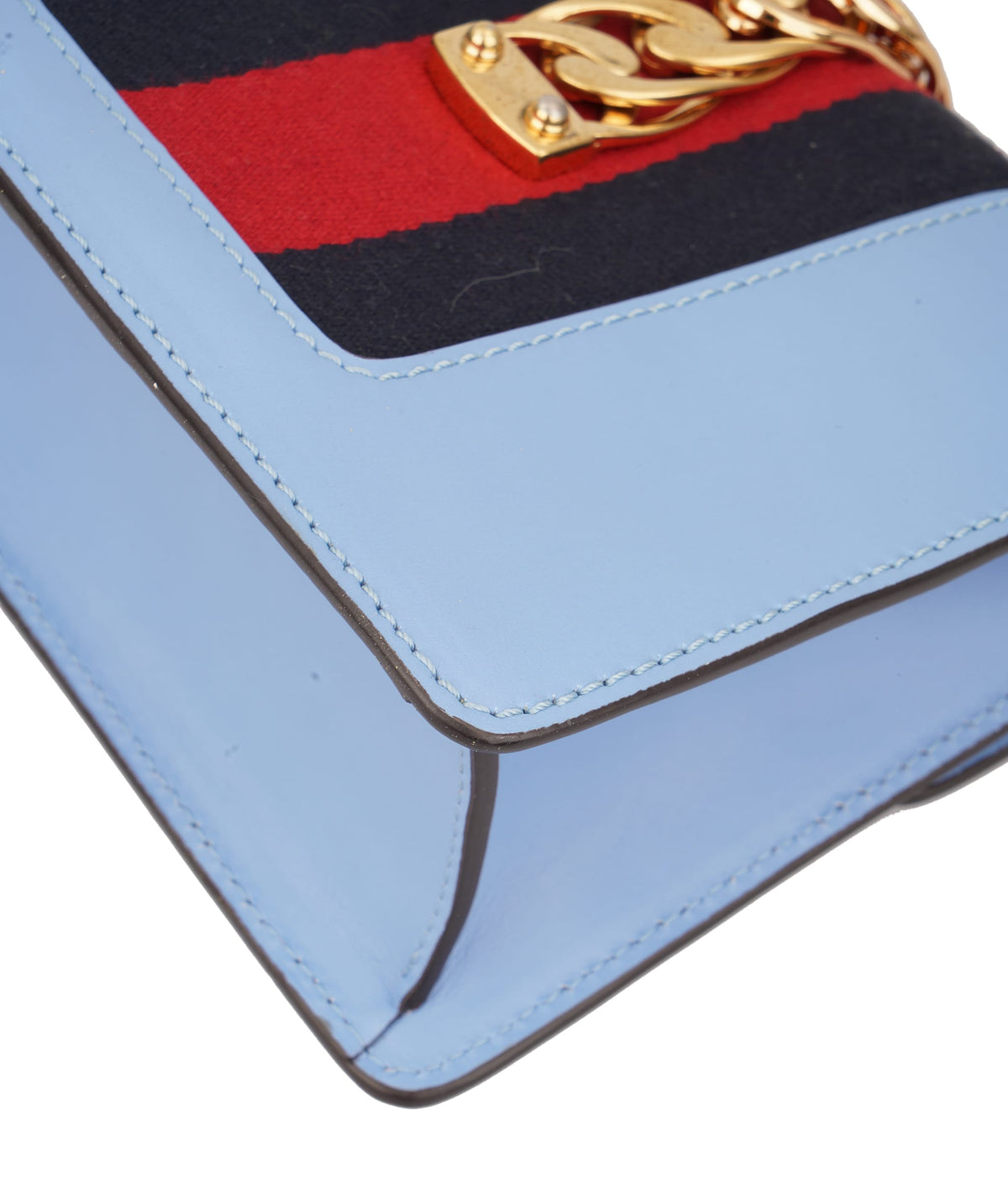 Gucci Gucci Blue Leather Vintage Web Sylvie Chain Shoulder Bag C351458