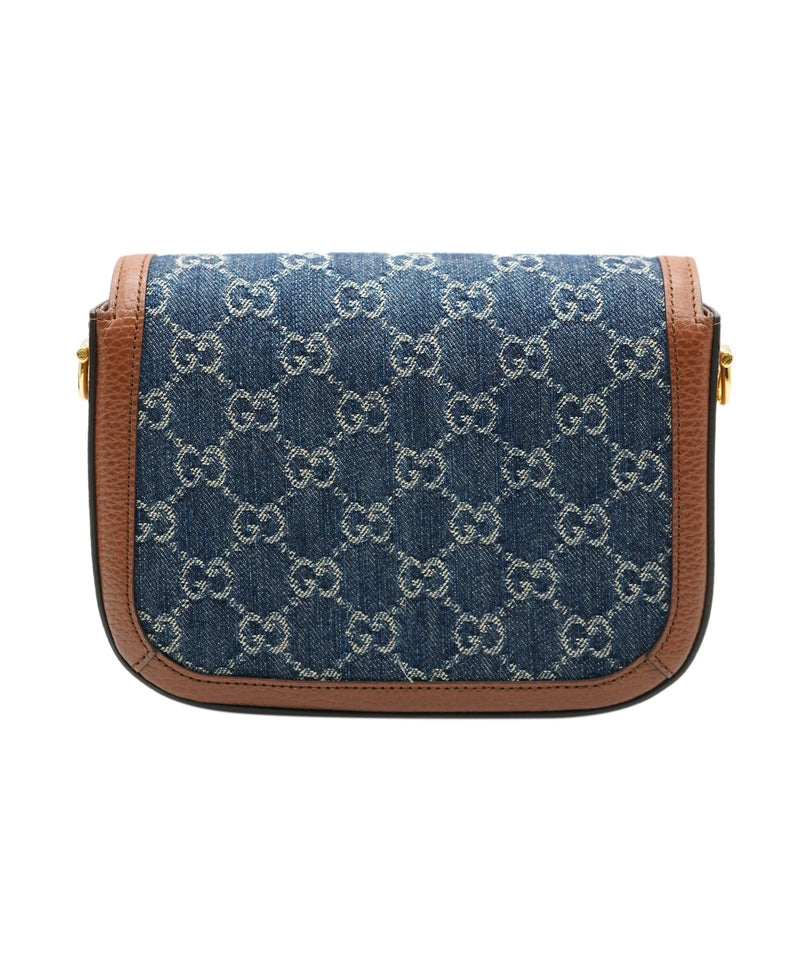 GUCCI Denim Matelasse Small Pearly GG Marmont Chain Shoulder Bag Blue  1293918 | FASHIONPHILE