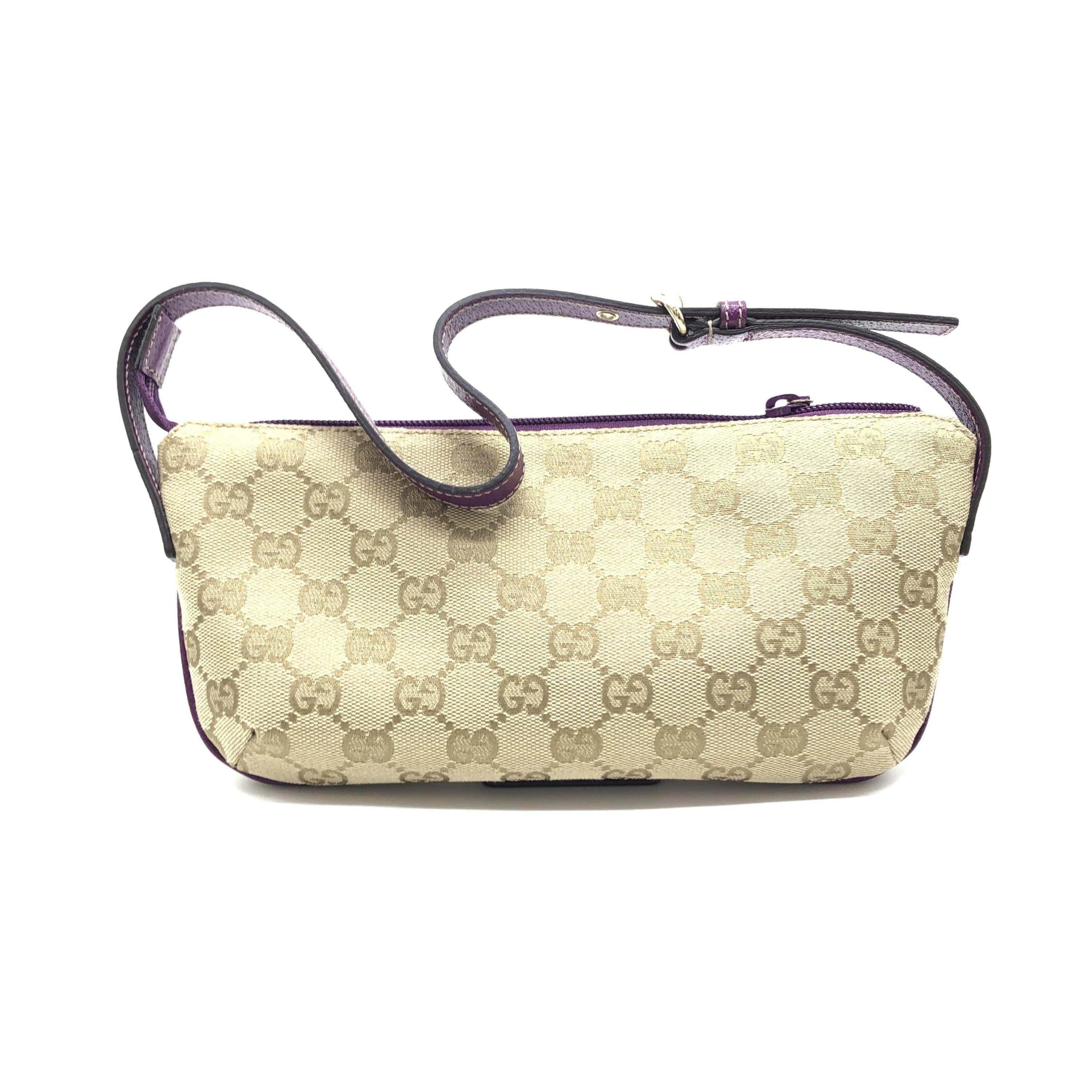 Gucci Gucci GG Canvsa Beige Handbag With Purple Accents ALC3192