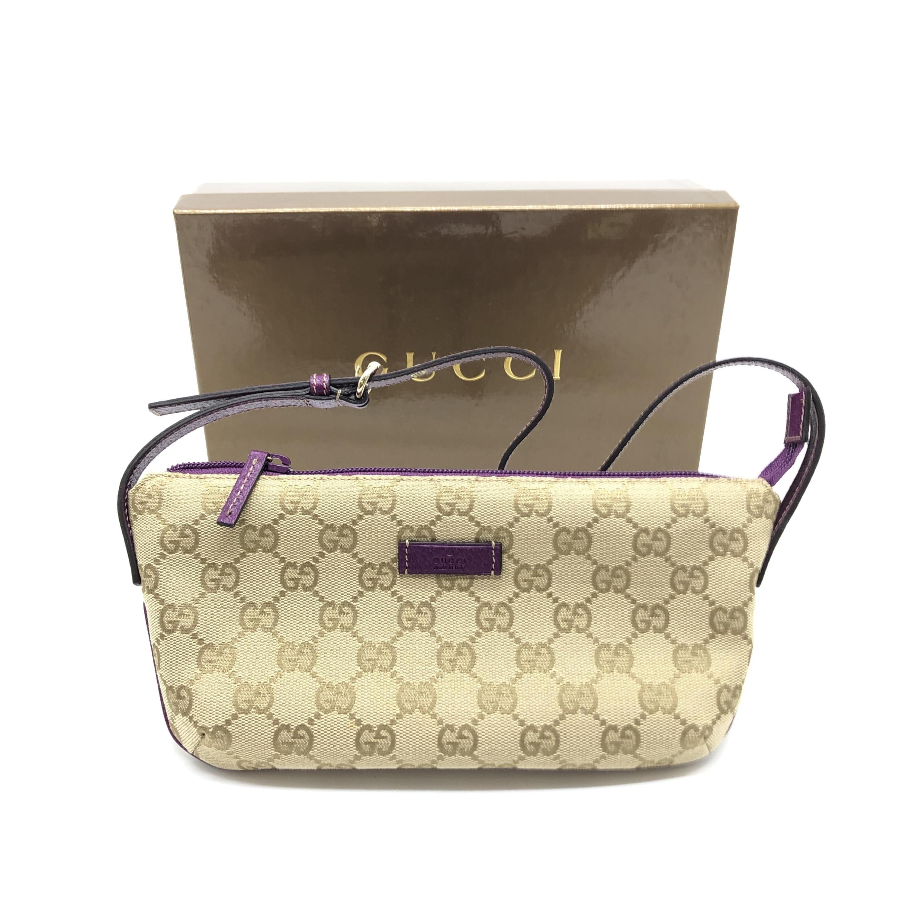Gucci Gucci GG Canvsa Beige Handbag With Purple Accents ALC3192