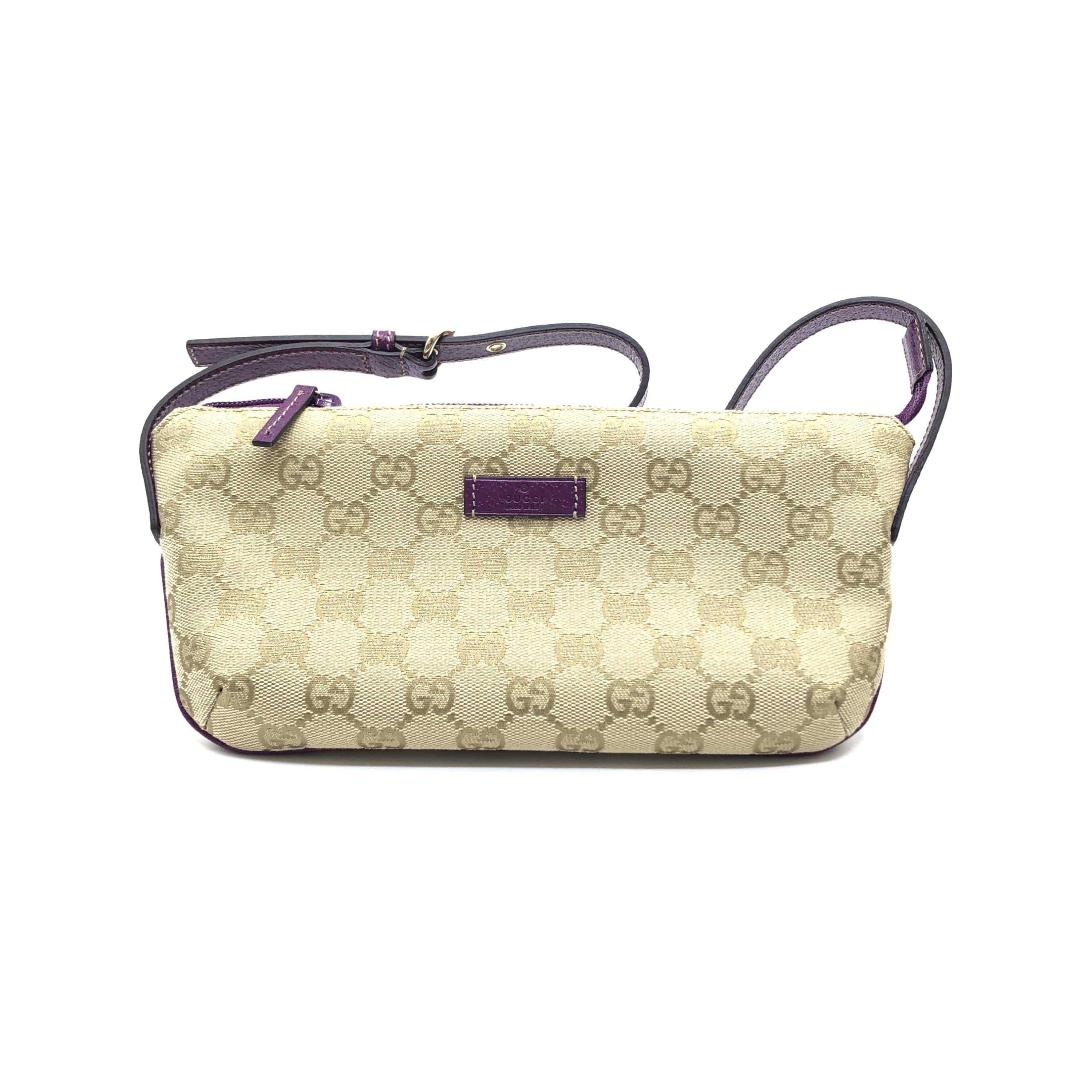 Gucci Gucci GG Canvsa Beige Handbag With Purple Accents ALC3192