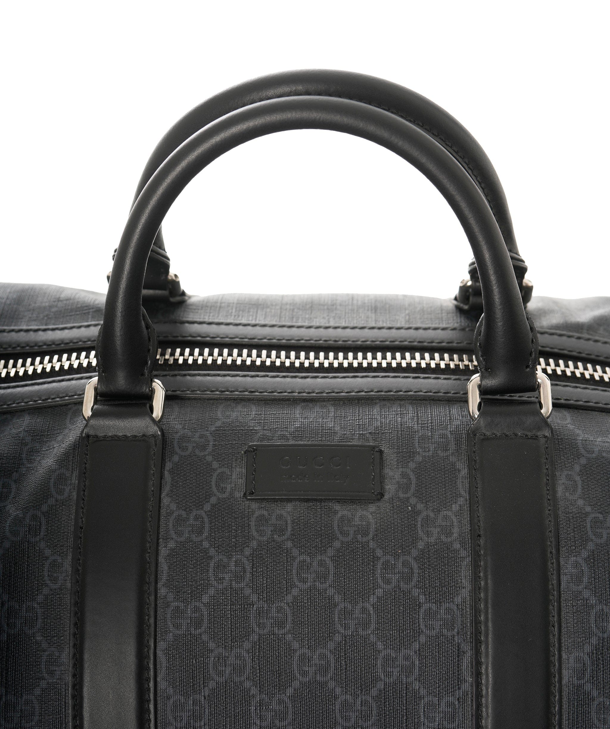 Gucci GUCCI Leather-Trimmed Monogrammed Coated-Canvas Holdall - APC0007