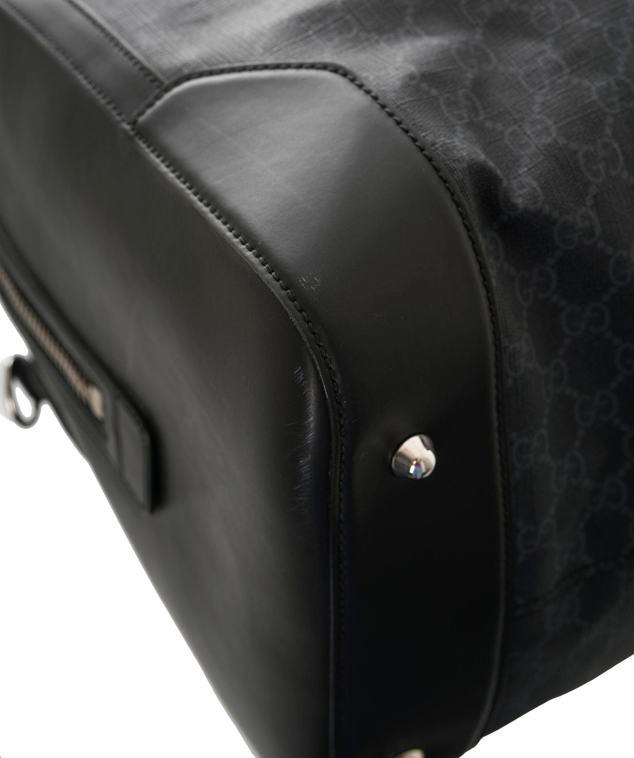 Gucci GUCCI Leather-Trimmed Monogrammed Coated-Canvas Holdall - APC0007