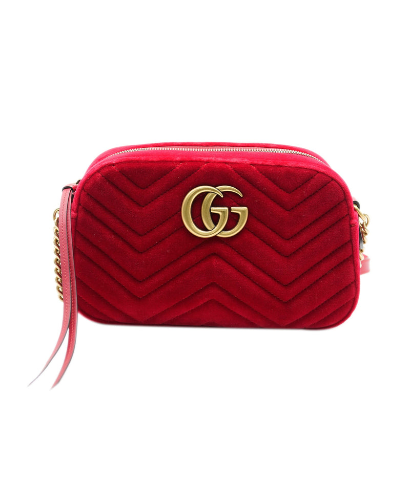 Gucci red velvet marmont camera bag with GHW AJC0270