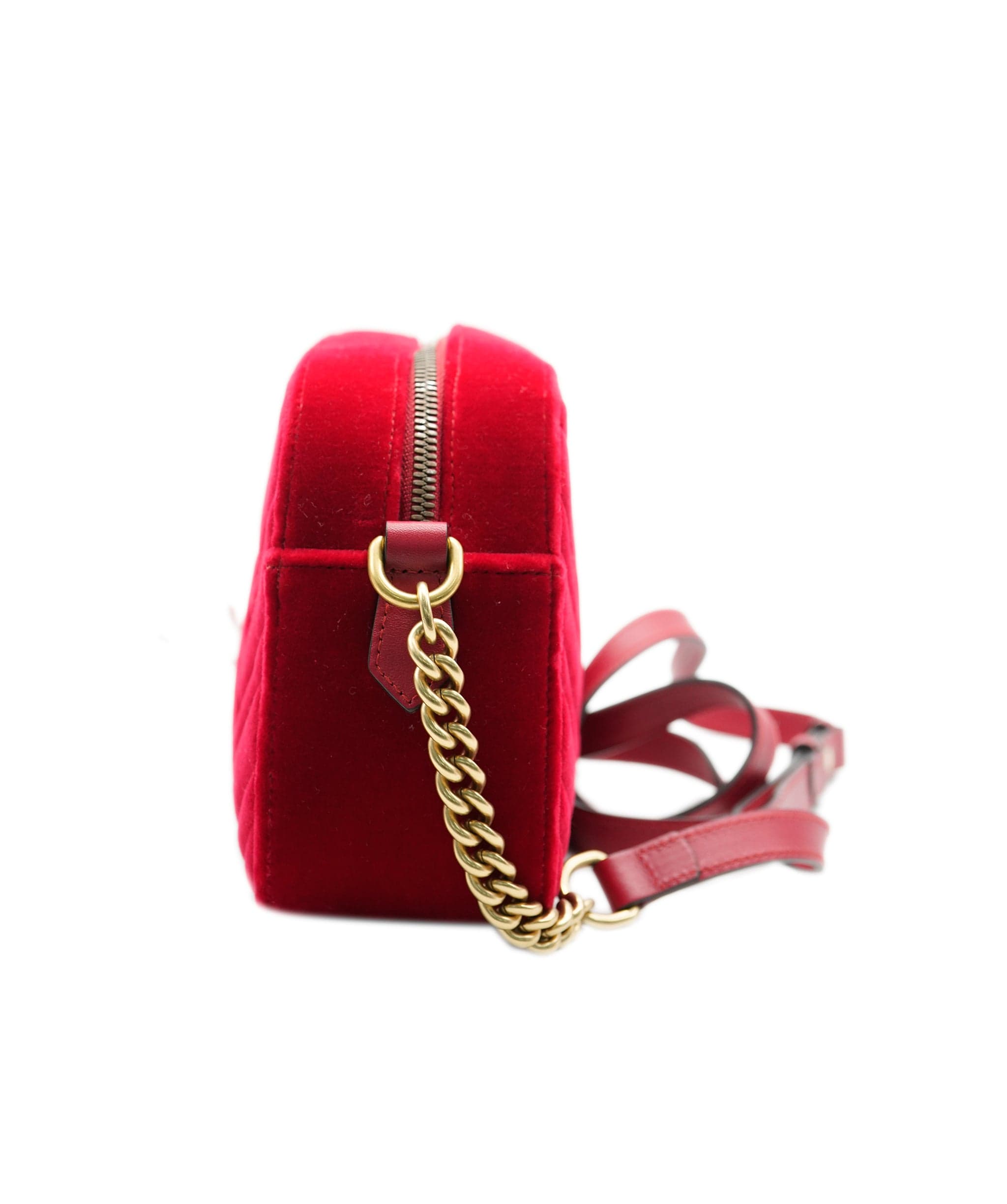 Gucci Gucci red velvet marmont camera bag with GHW  - AJC0270