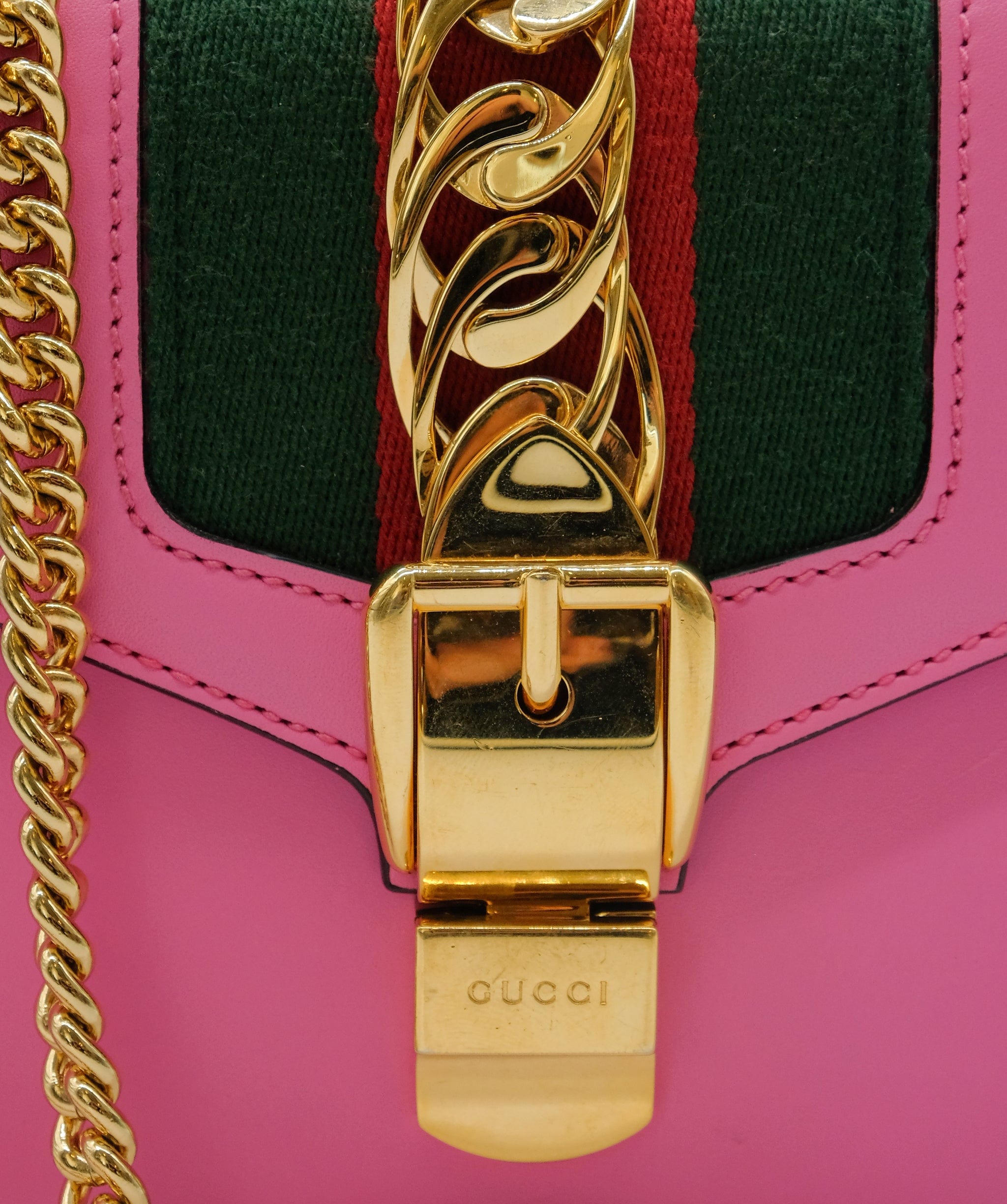 Gucci Gucci Sylvie Handbag Pink Leather ASC5324