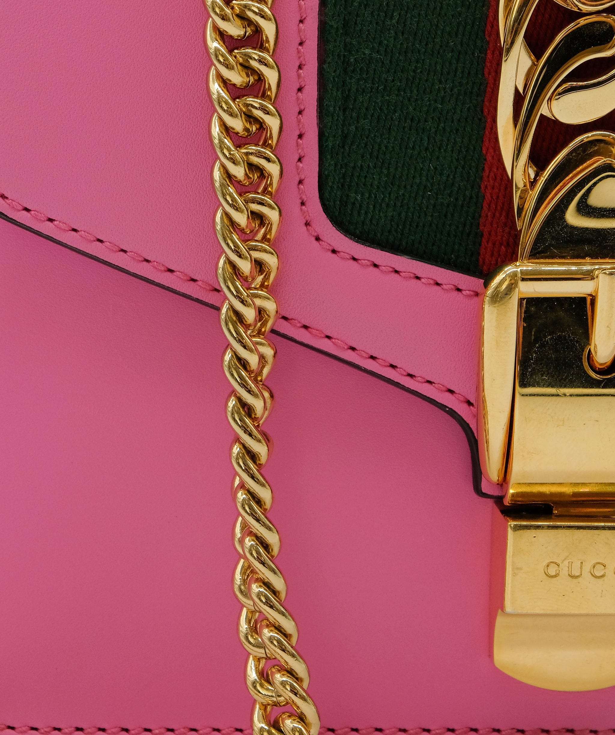 Gucci Gucci Sylvie Handbag Pink Leather ASC5324