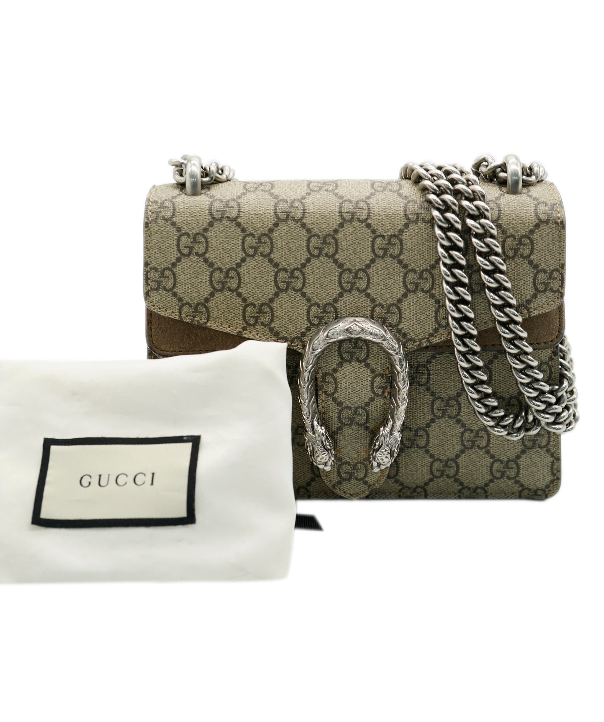 Gucci Gucci Taupe Suede GG Supreme Mini Dionysus 131658