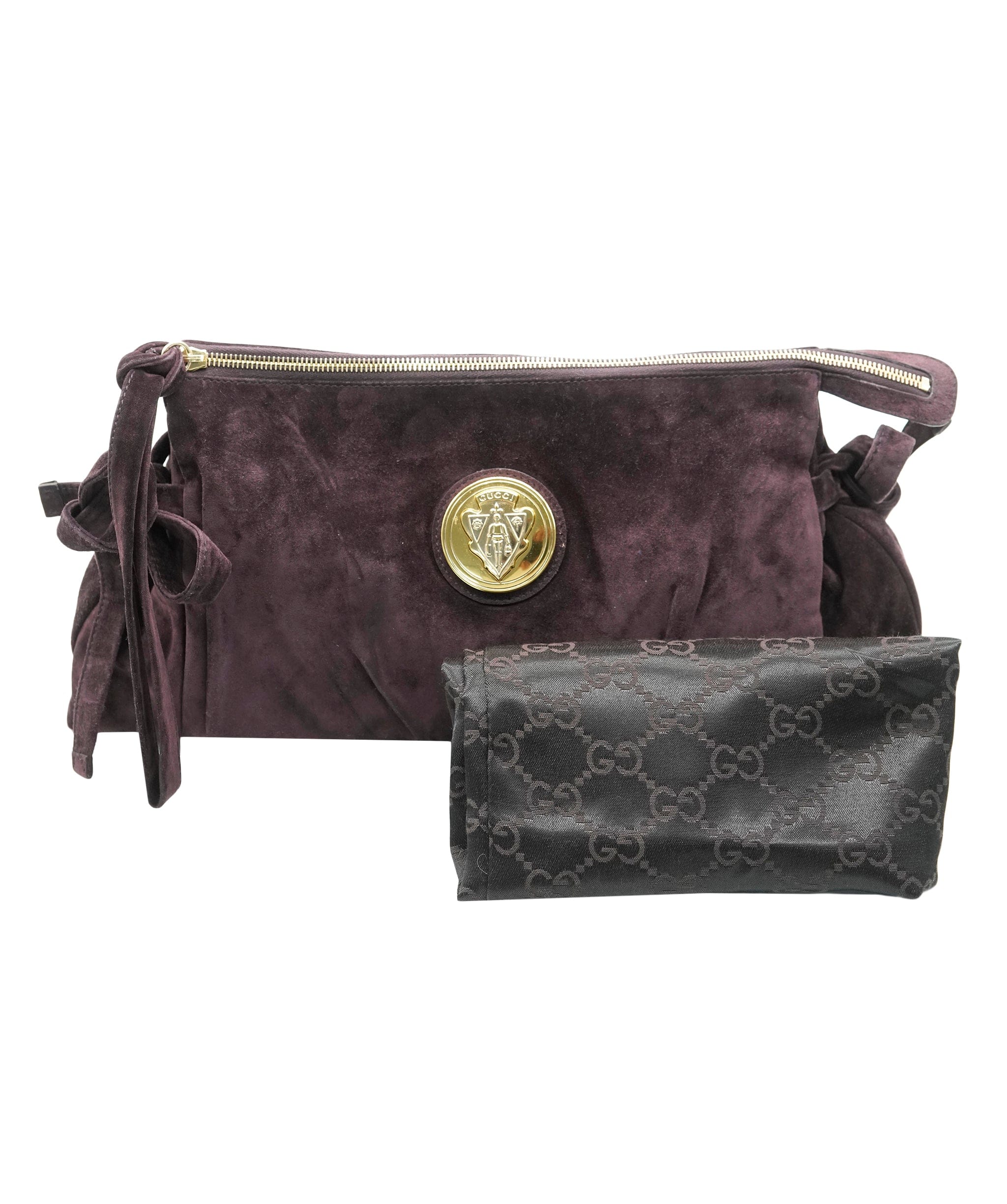 Gucci Gucci (Tom Ford Era) Large Grape Suede Hysteria Clutch ALC2455