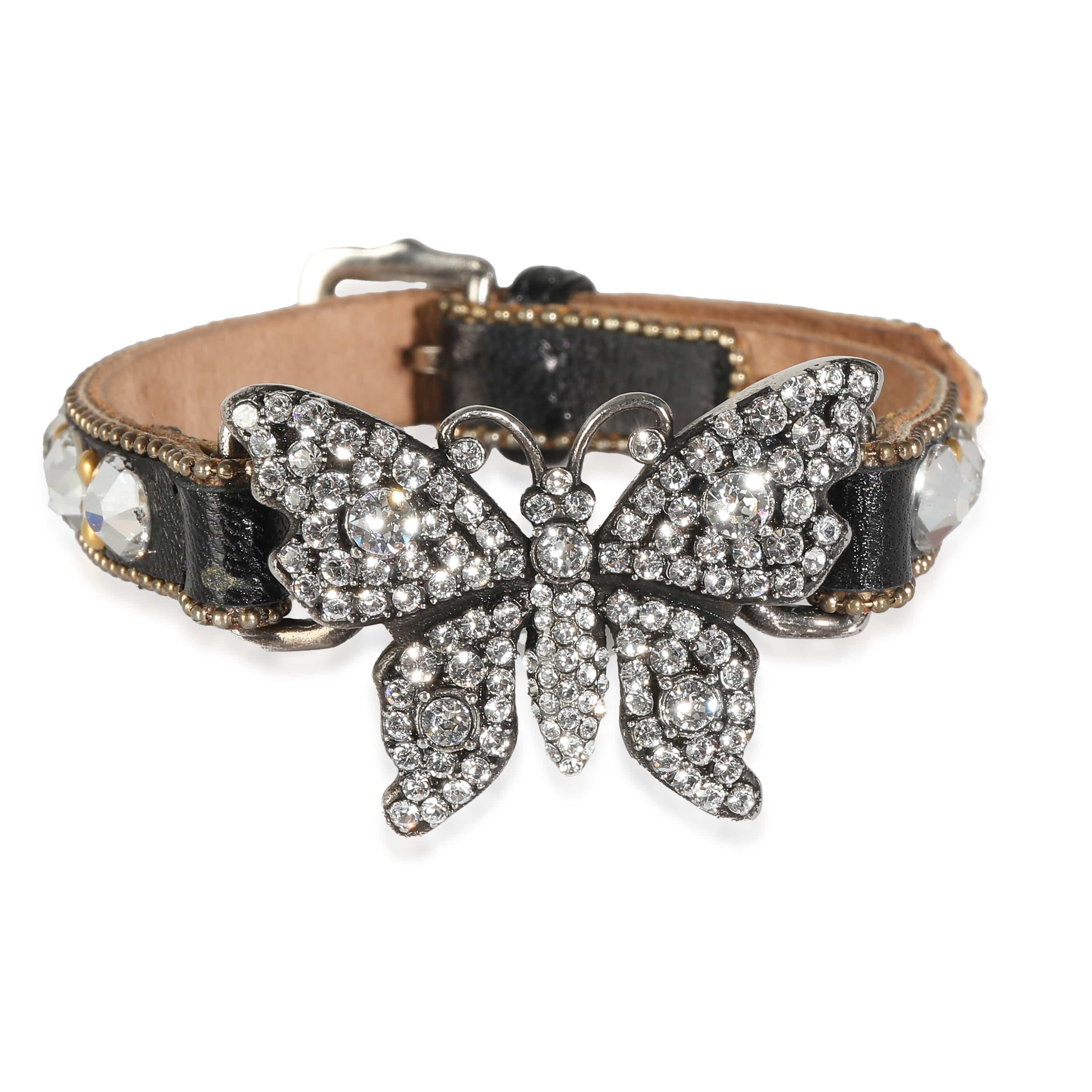 Gucci Gucci Butterfly Bracelet in Leather & Base Metal