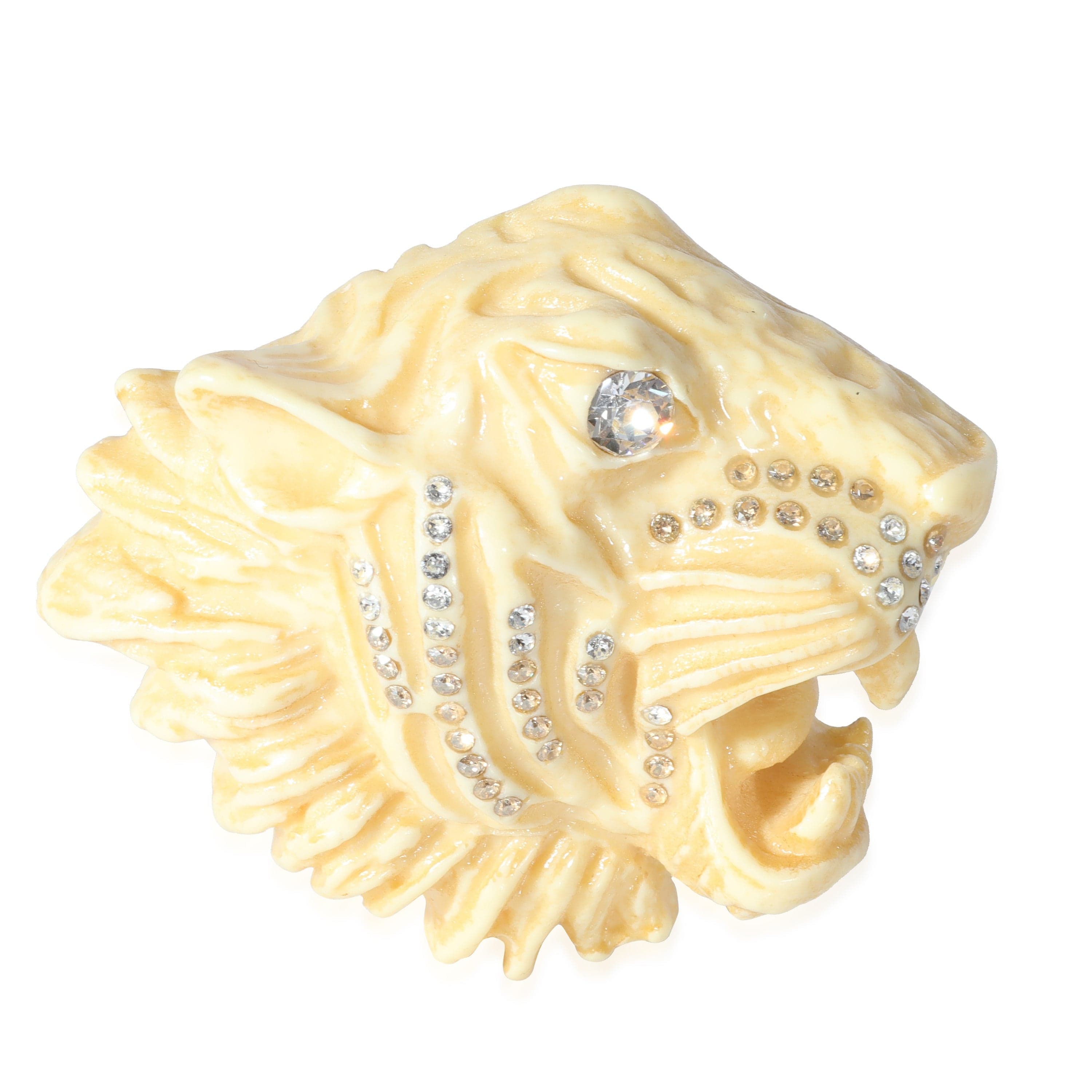 Gucci Gucci Resin & Crystal Tigers Head Brooch