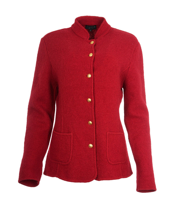 Gucci Gucci red wool coat with gold buttons - AJC0470