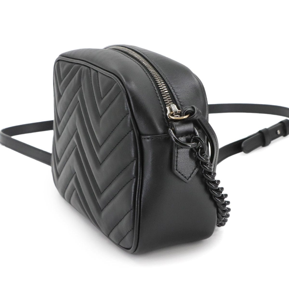 GUCCI GUCCI GG Marmont Chain Shoulder Bag Leather Black 447632 Purse 90299376