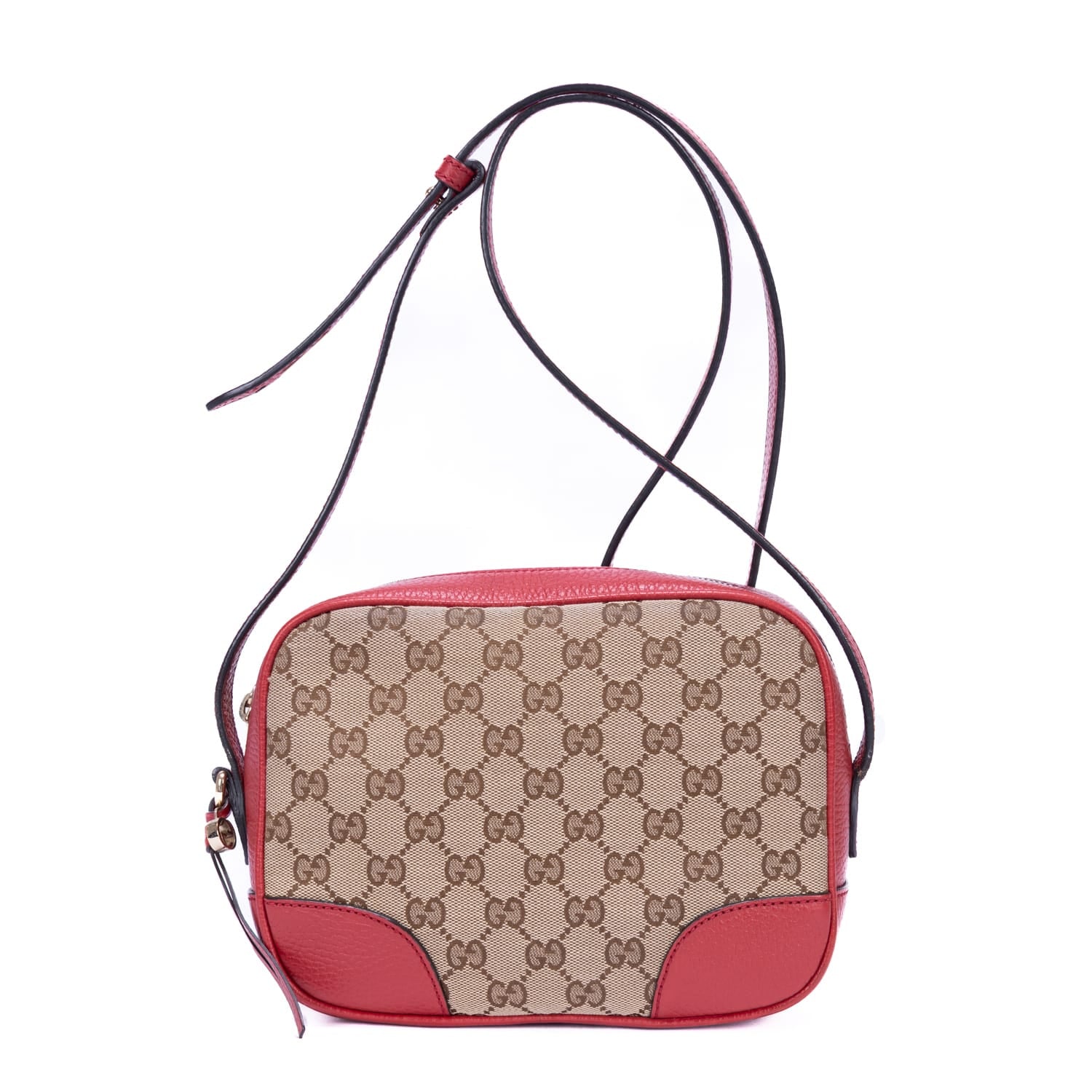 Gucci Gucci Red/Beige Calf Leather GG Canvas Bree Camera OAG8746