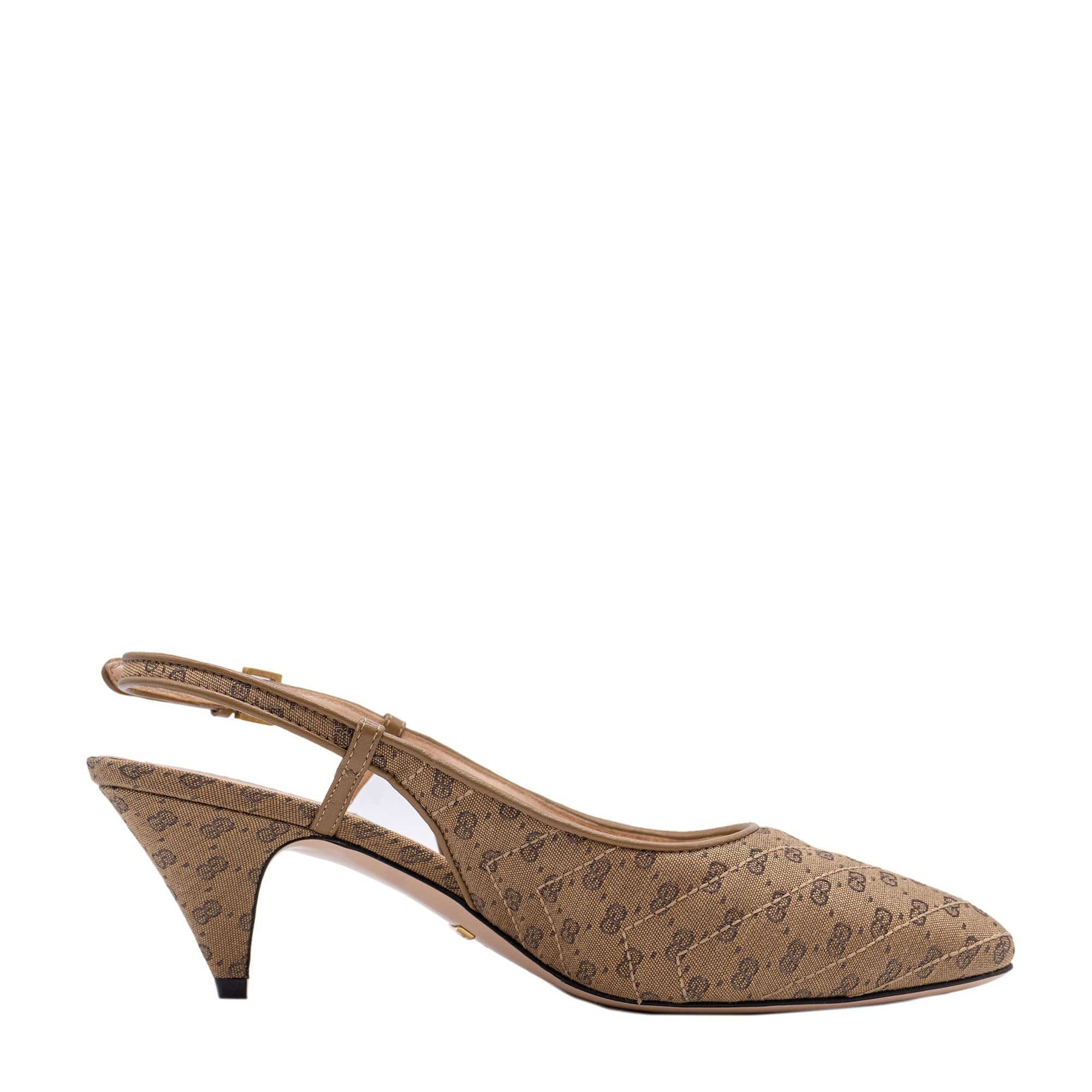 Gucci Brown GG Monogram Canvas Slingback Pumps 36.5 SYCH080