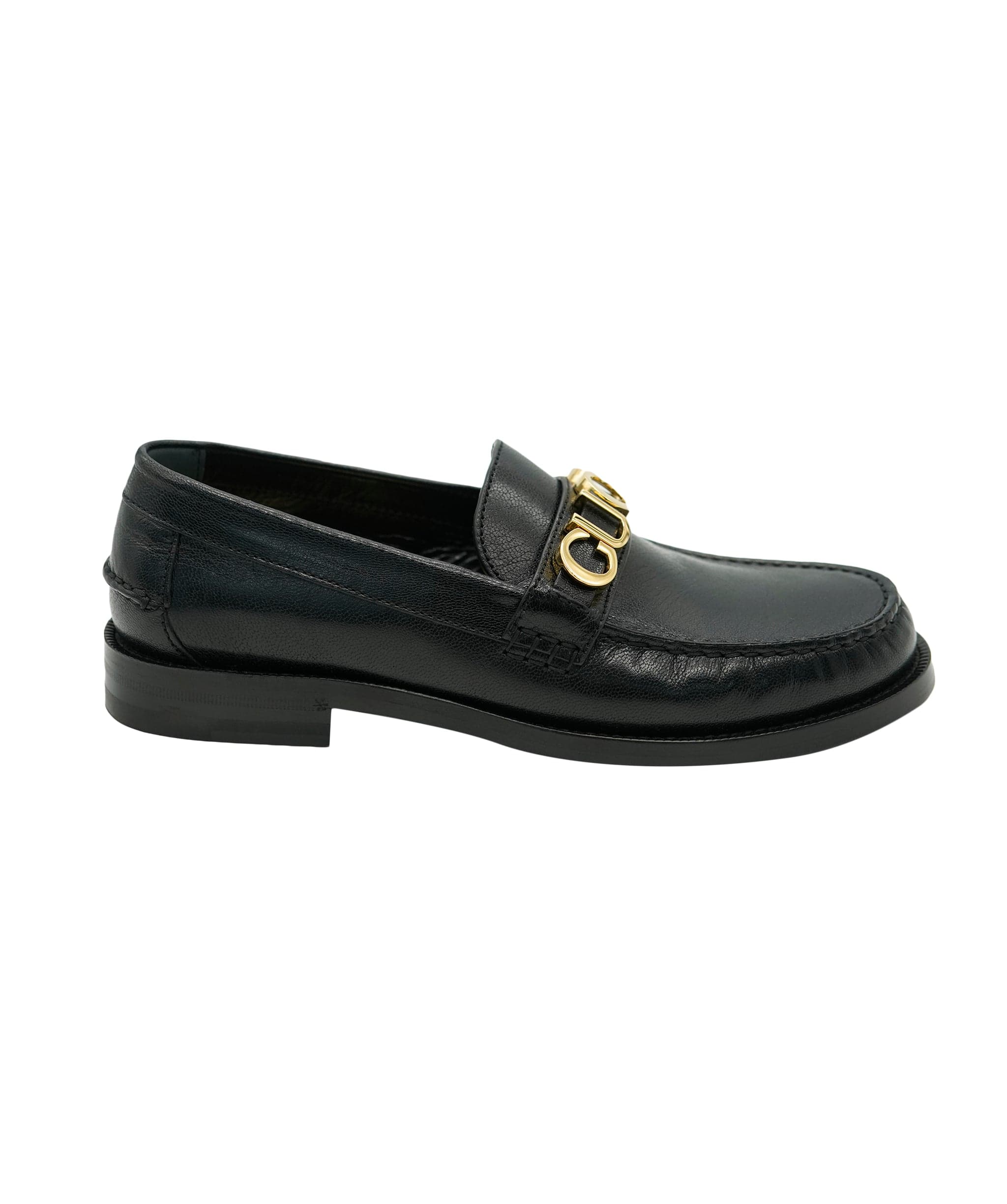 Gucci Gucci black loafers with gold details 38.5 AJL0193