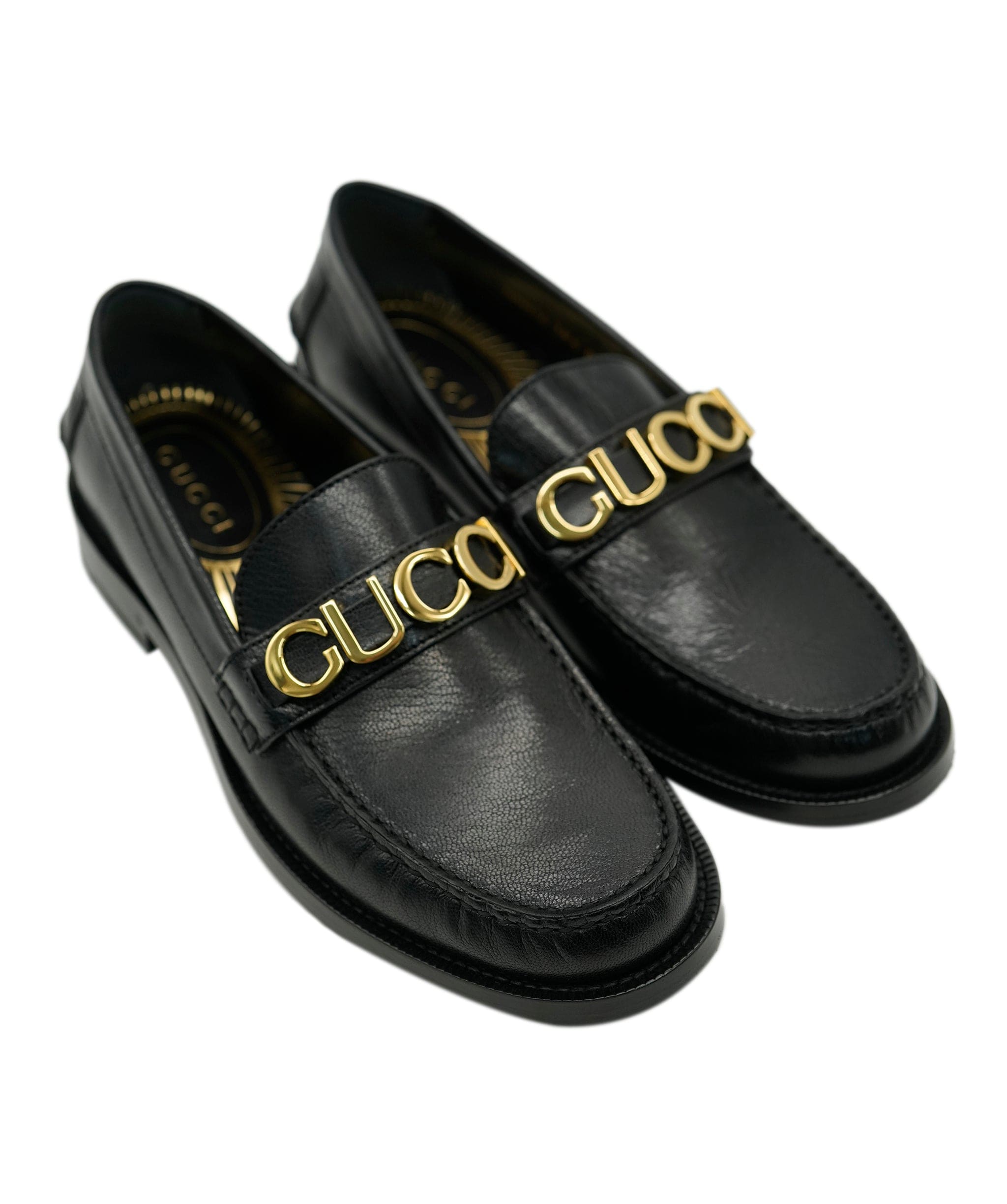 Gucci Gucci black loafers with gold details 38.5 AJL0193