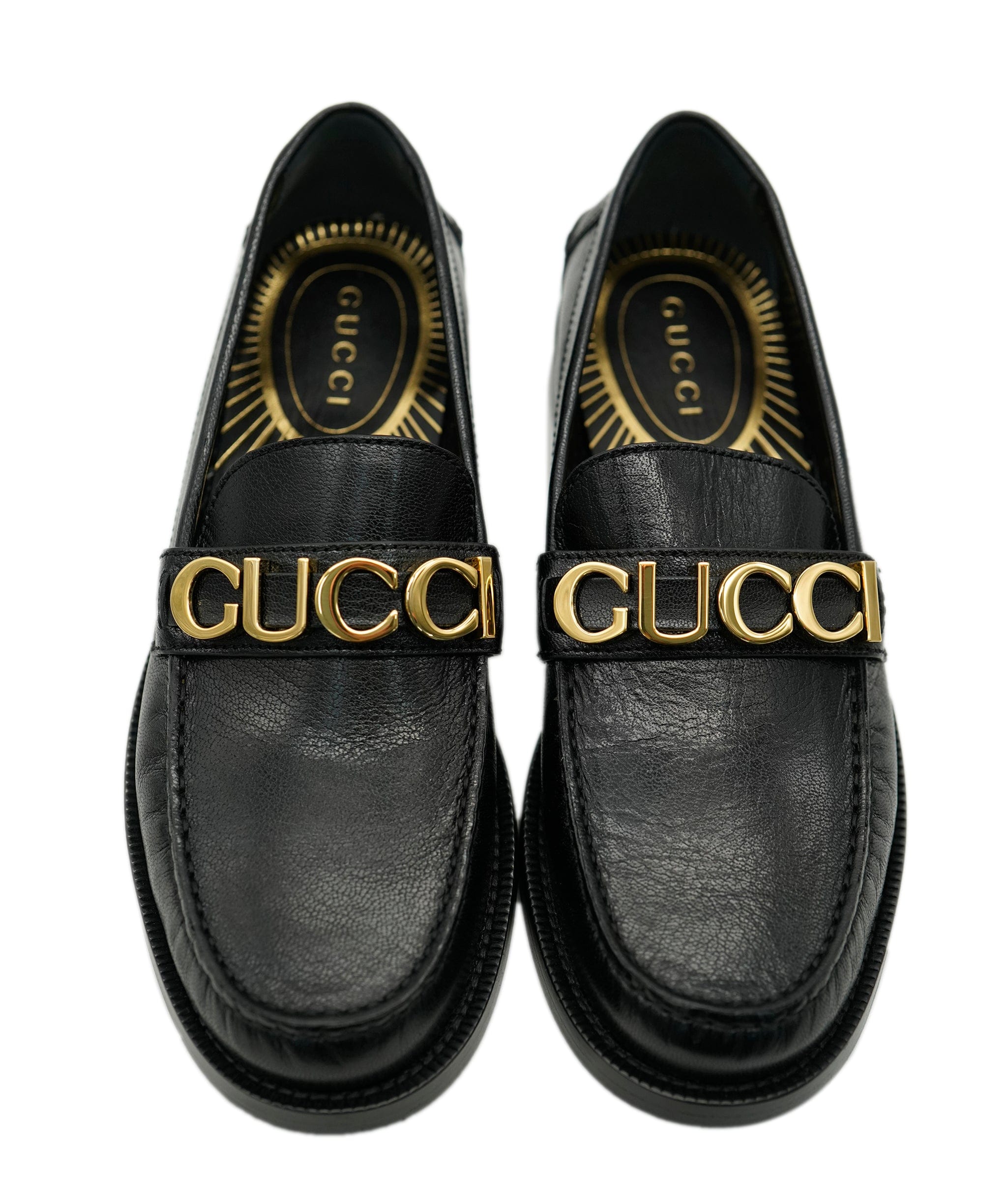 Gucci Gucci black loafers with gold details 38.5 AJL0193