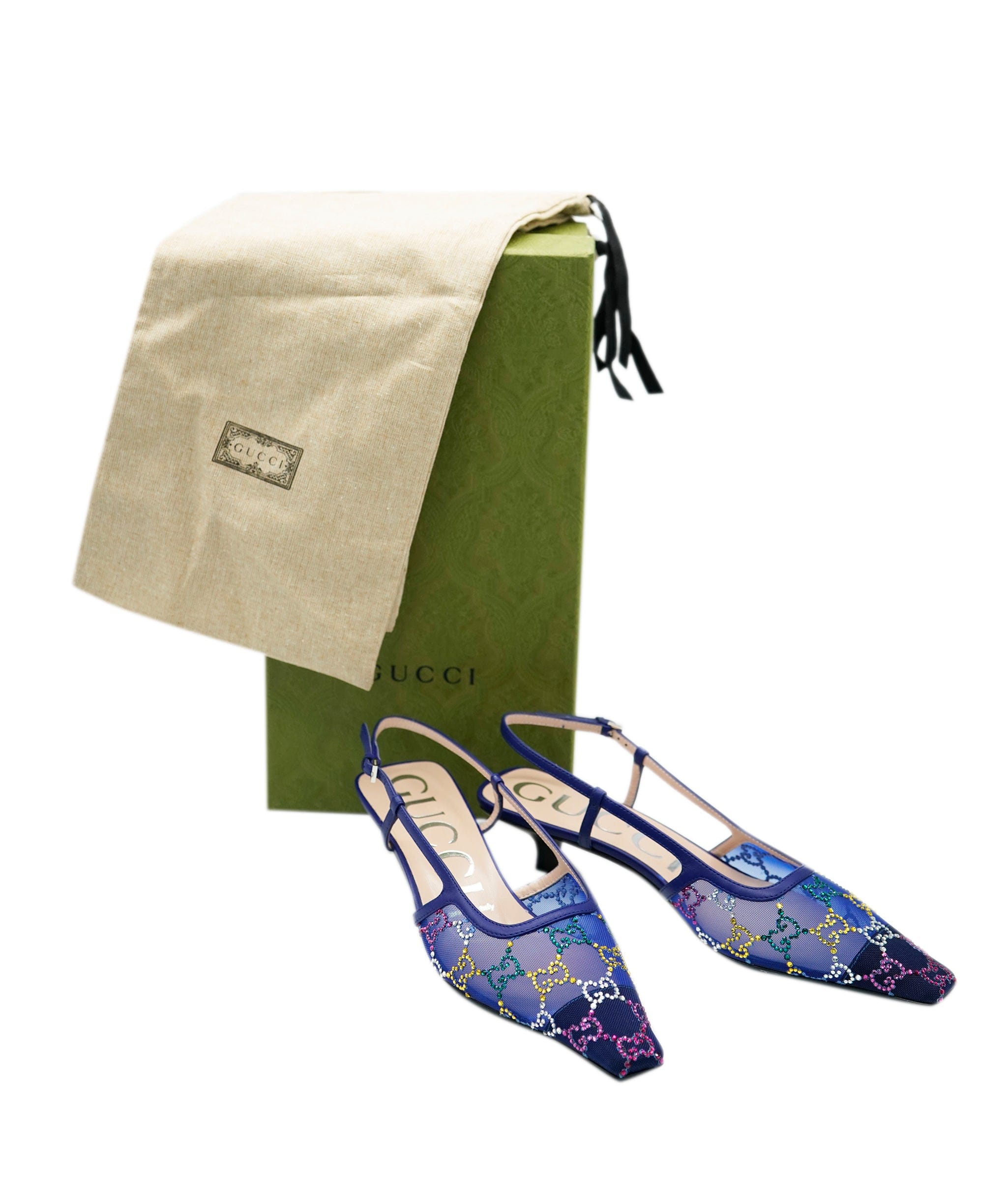 Gucci Gucci Blue Diamonte GG Kitten Heels ALC1979