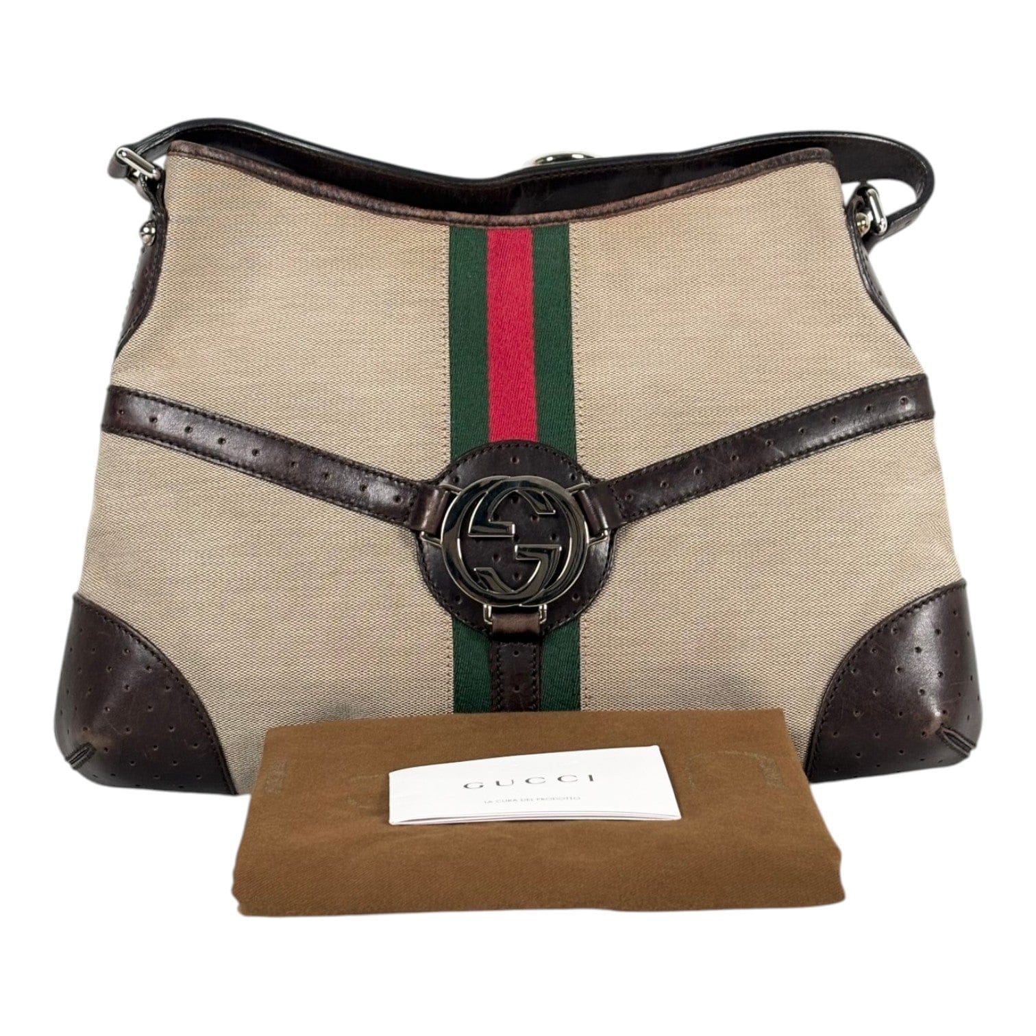 Gucci Gucci Beige Canvas Shoulder Bag